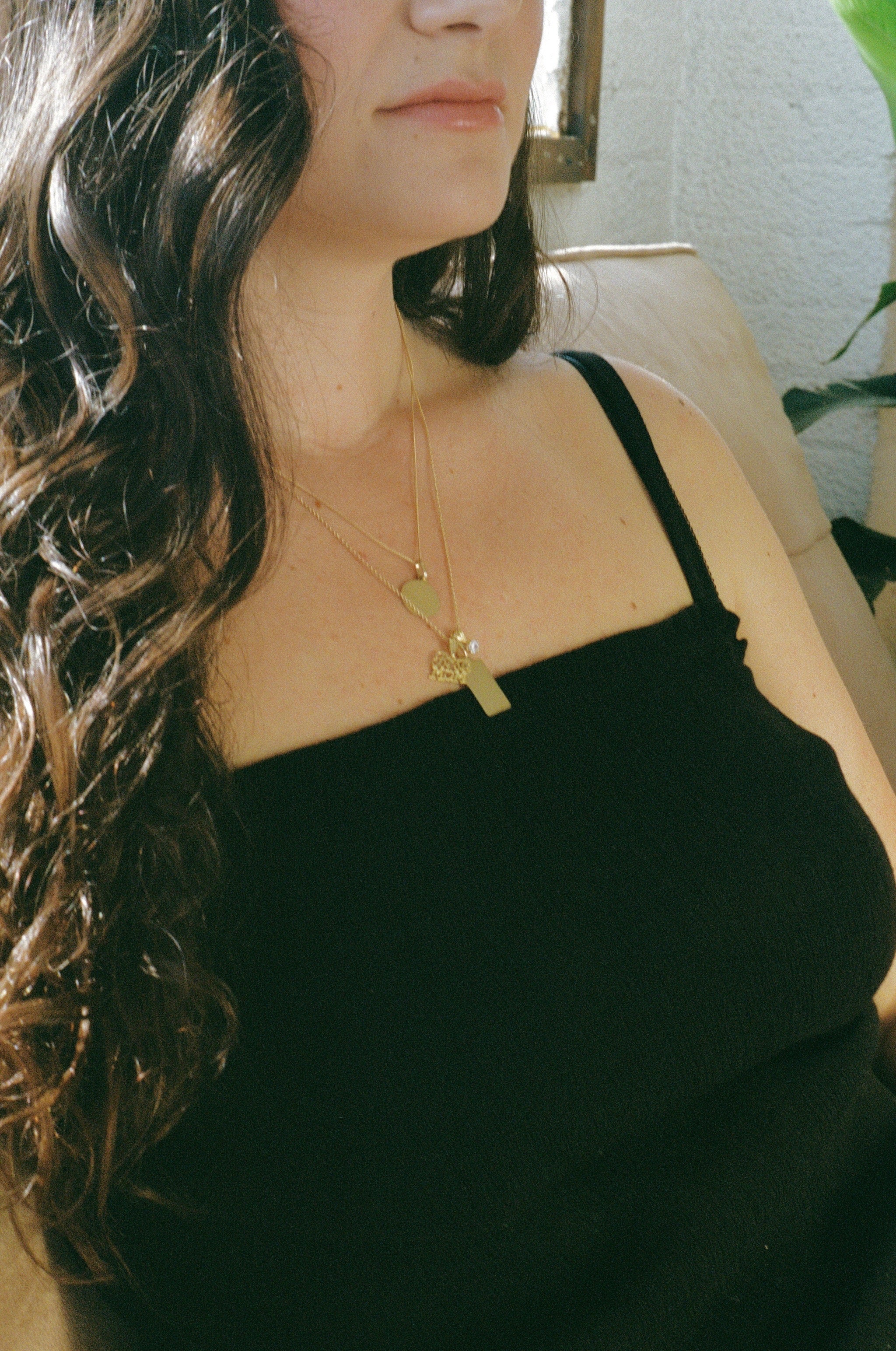 10k Gold Rectangle pendant large and small