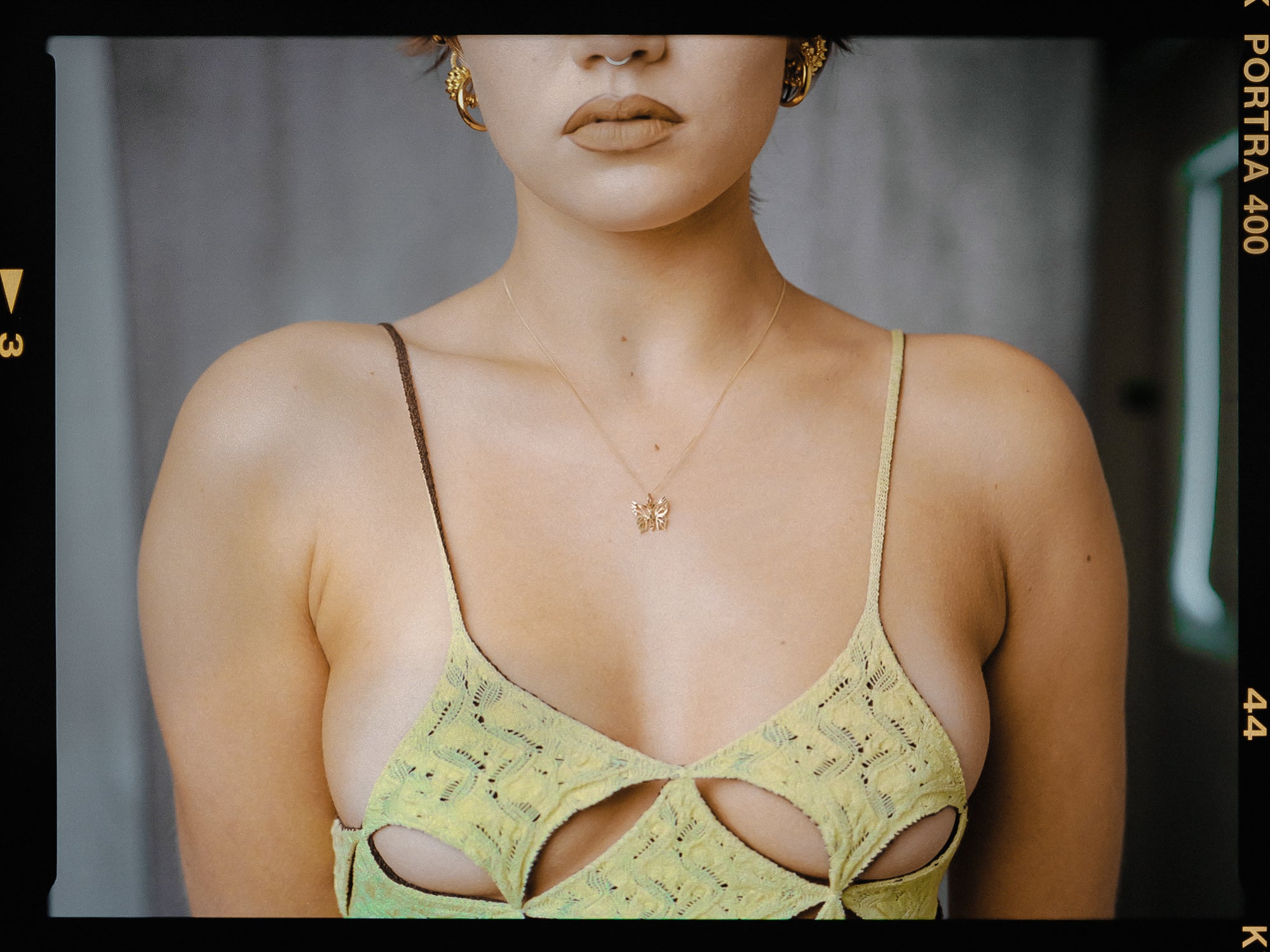 Intricate diamond cut Butterfly Pendant on a thin curb chain