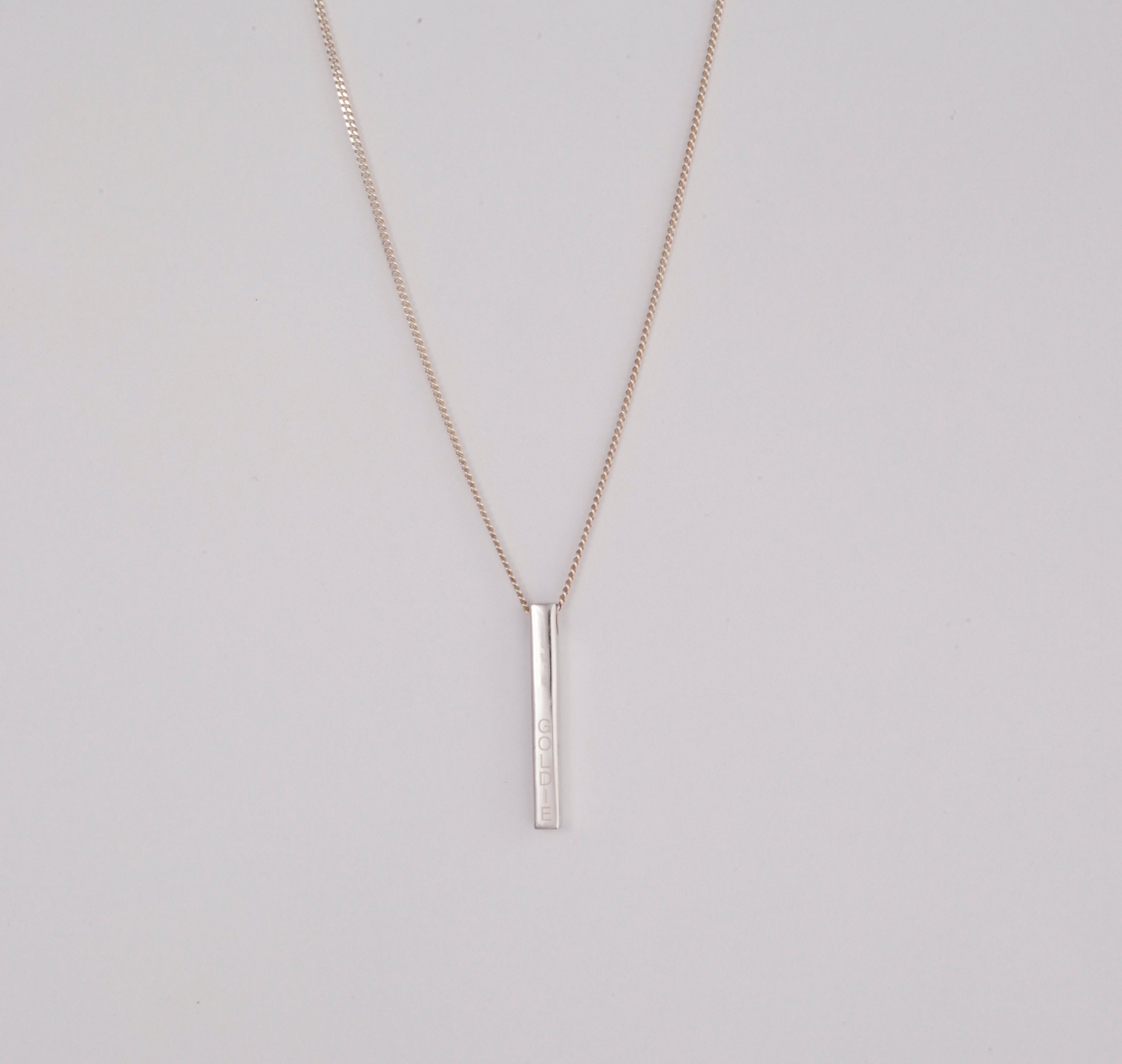 Silver HOLLOW 3D RECTANGLE PENDANT