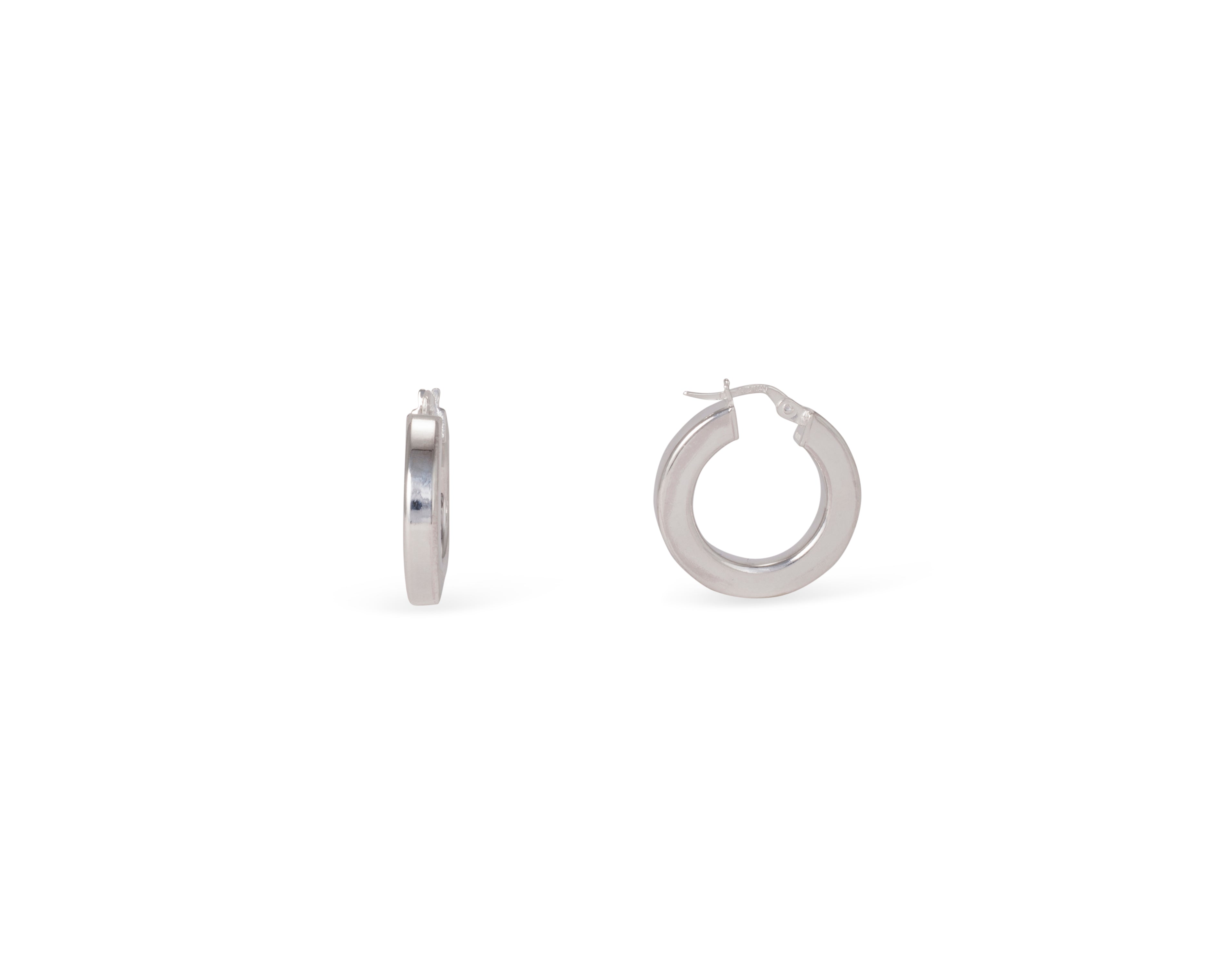 Sterling Silver Hollow Hoops with square edge