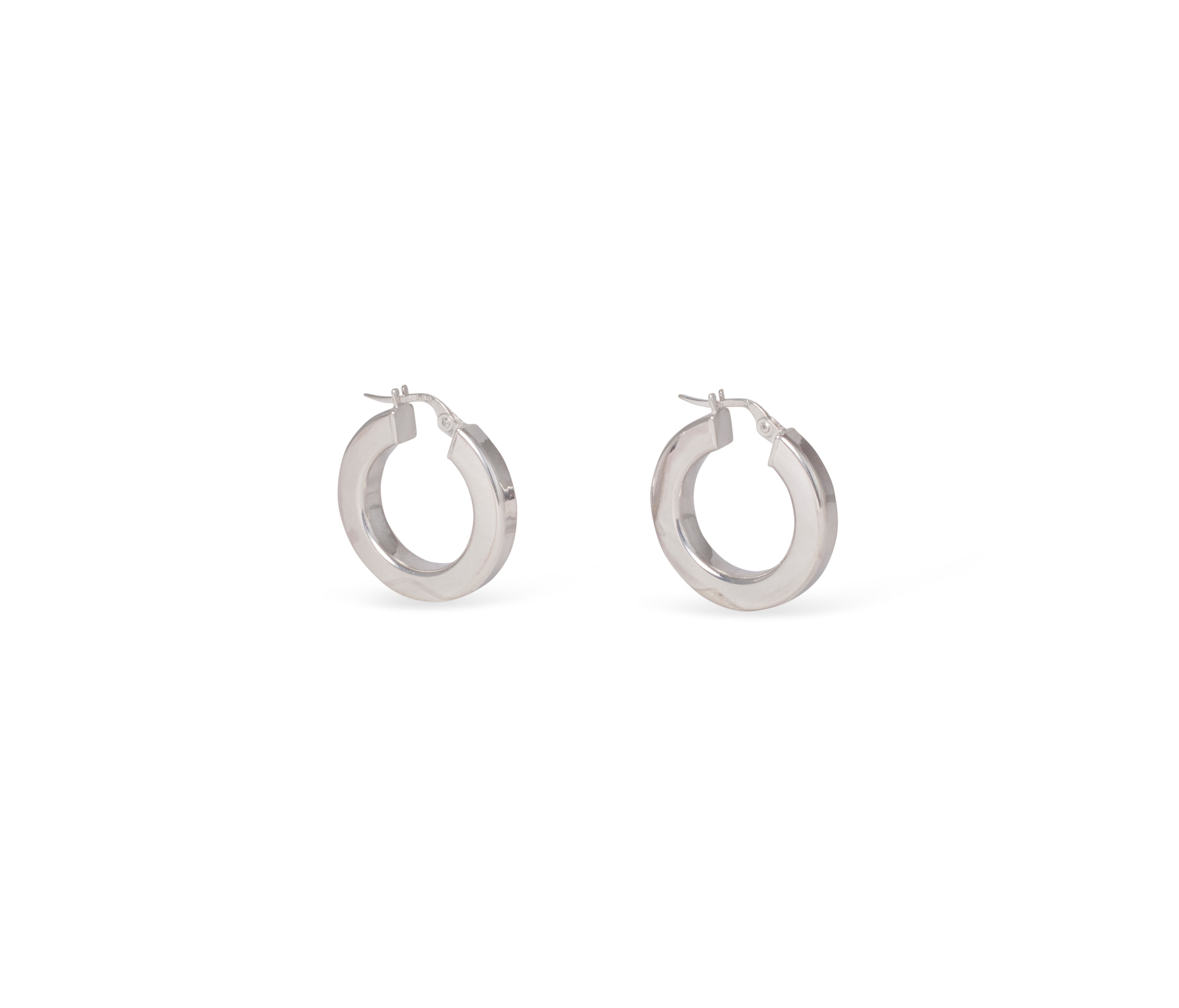 Sterling Silver Hollow Hoops with square edge
