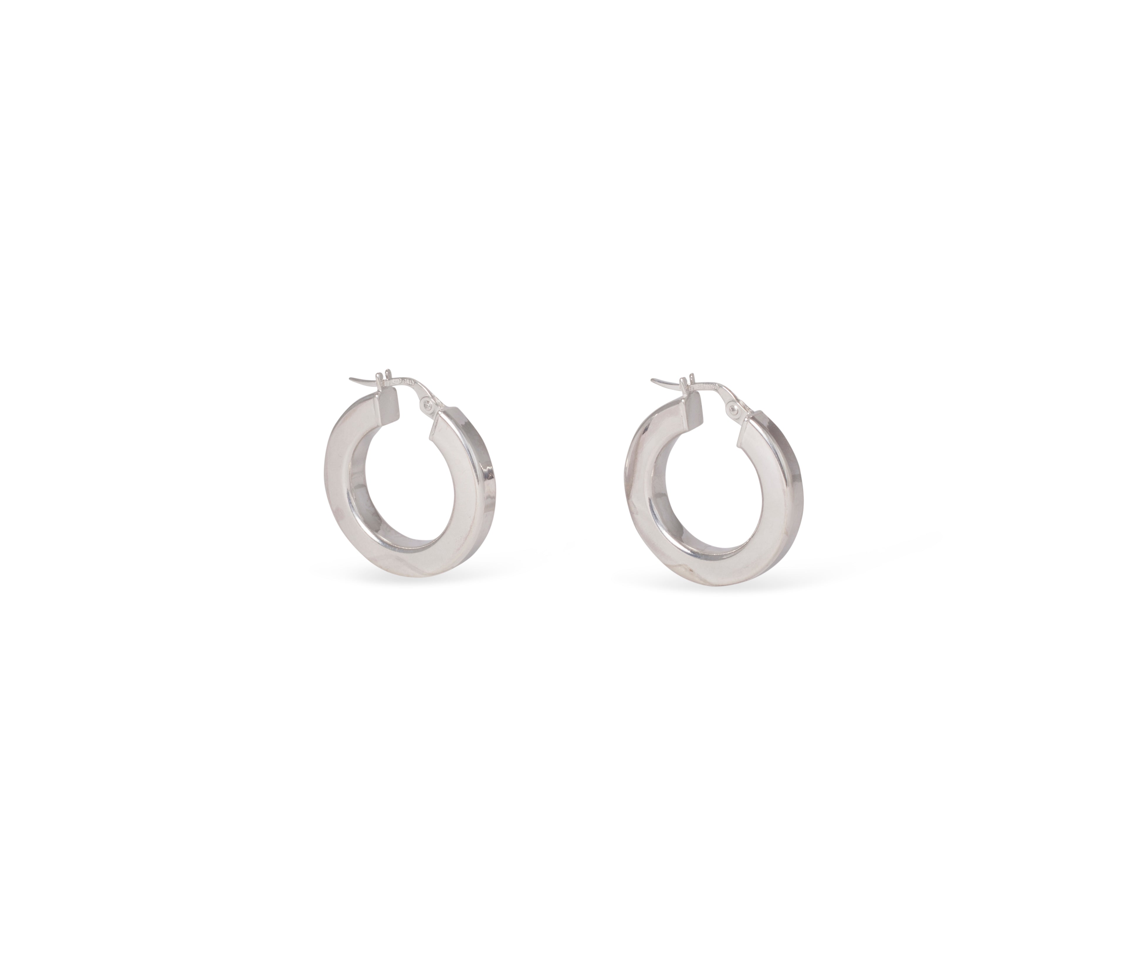 Sterling Silver Hollow Hoops with square edge