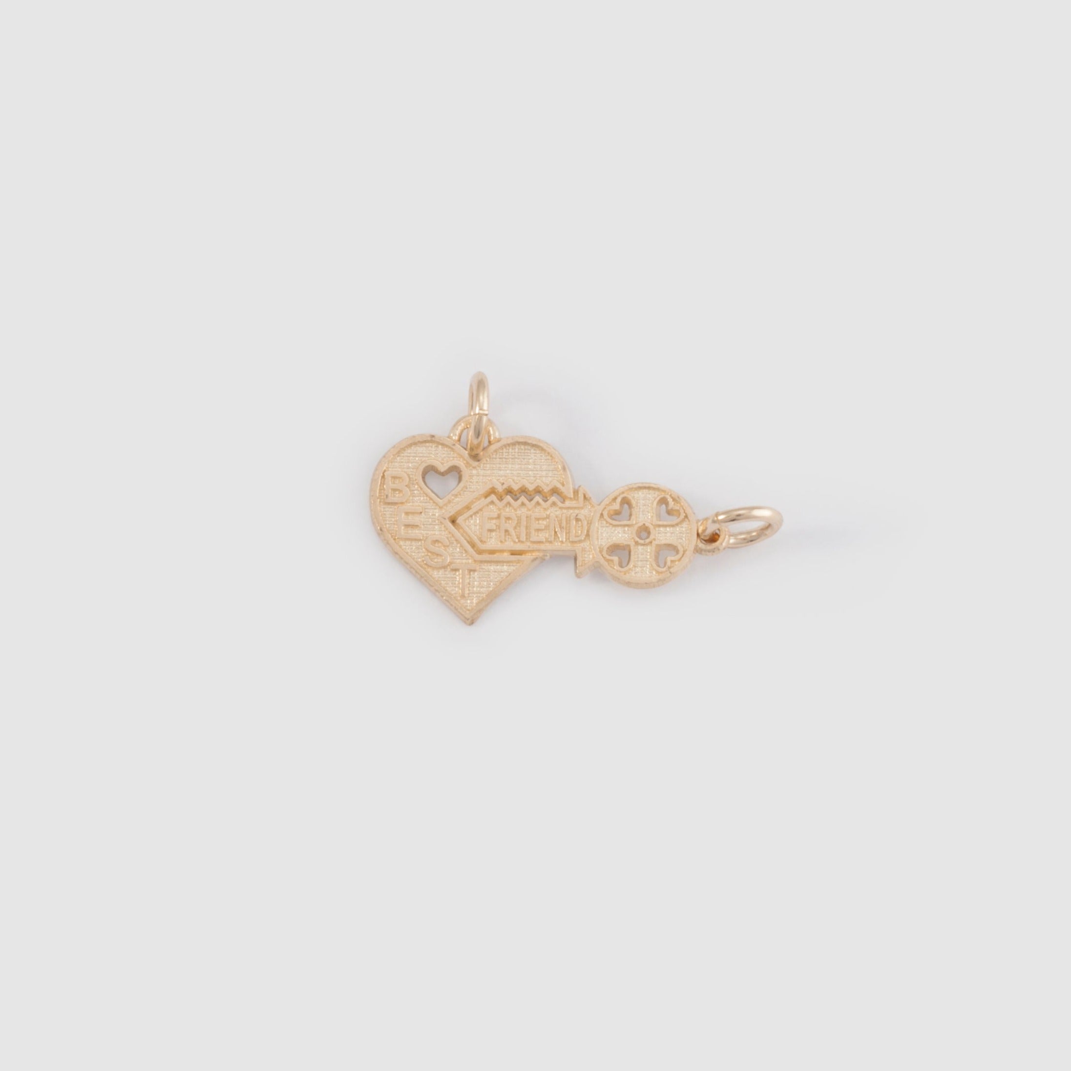 Best friends heart and key pendant set in 10k yellow gold