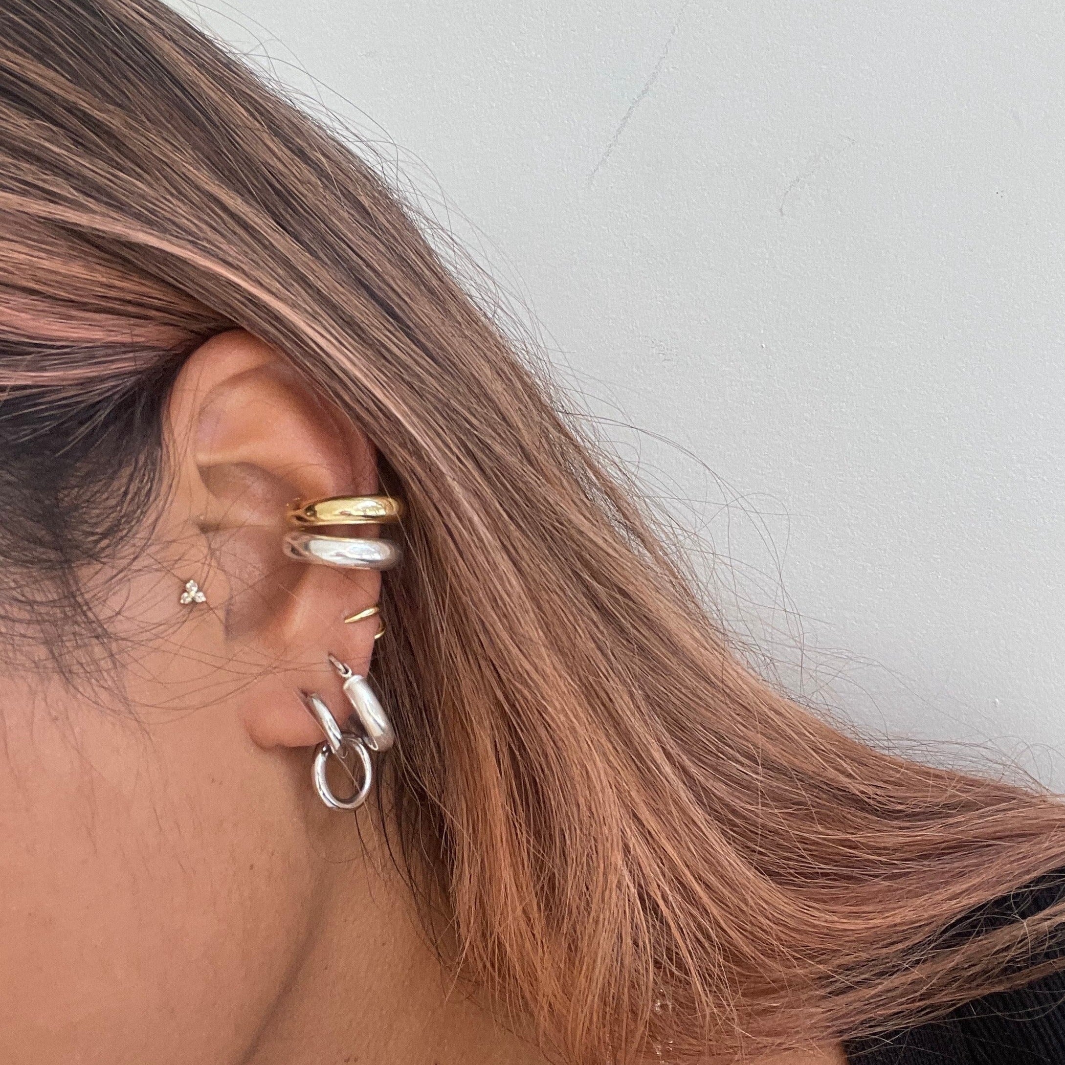 Gold and silver ear cuff stack