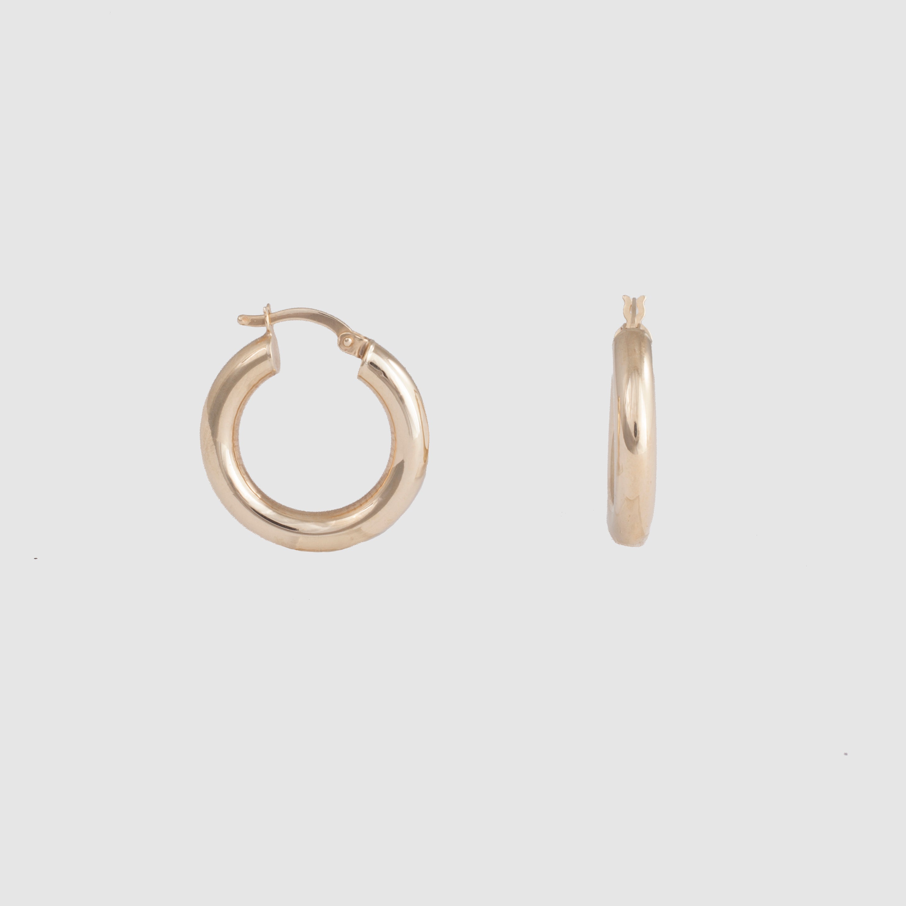 Large thick 10k solid yellow gold hoop earrings