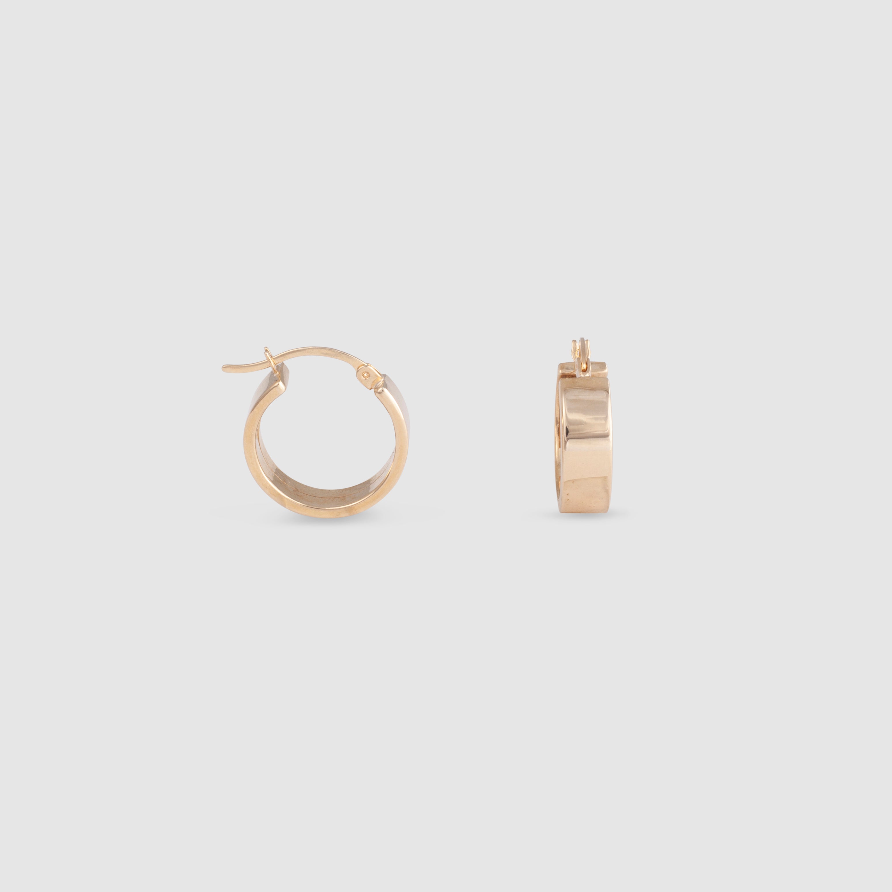 10k solid yellow gold flat hoop earrings