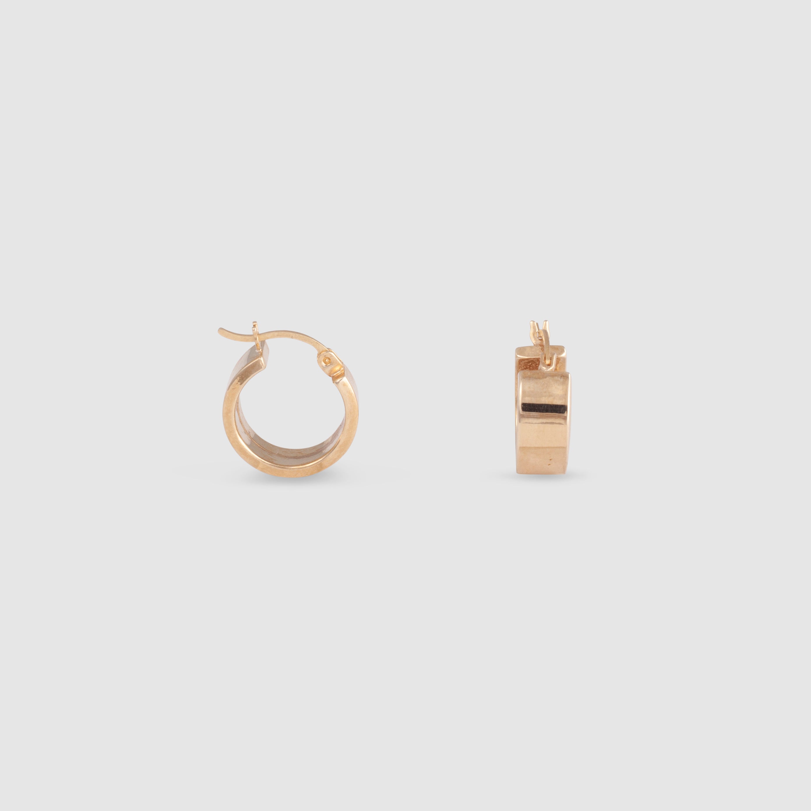 10k solid yellow gold flat hoop earrings