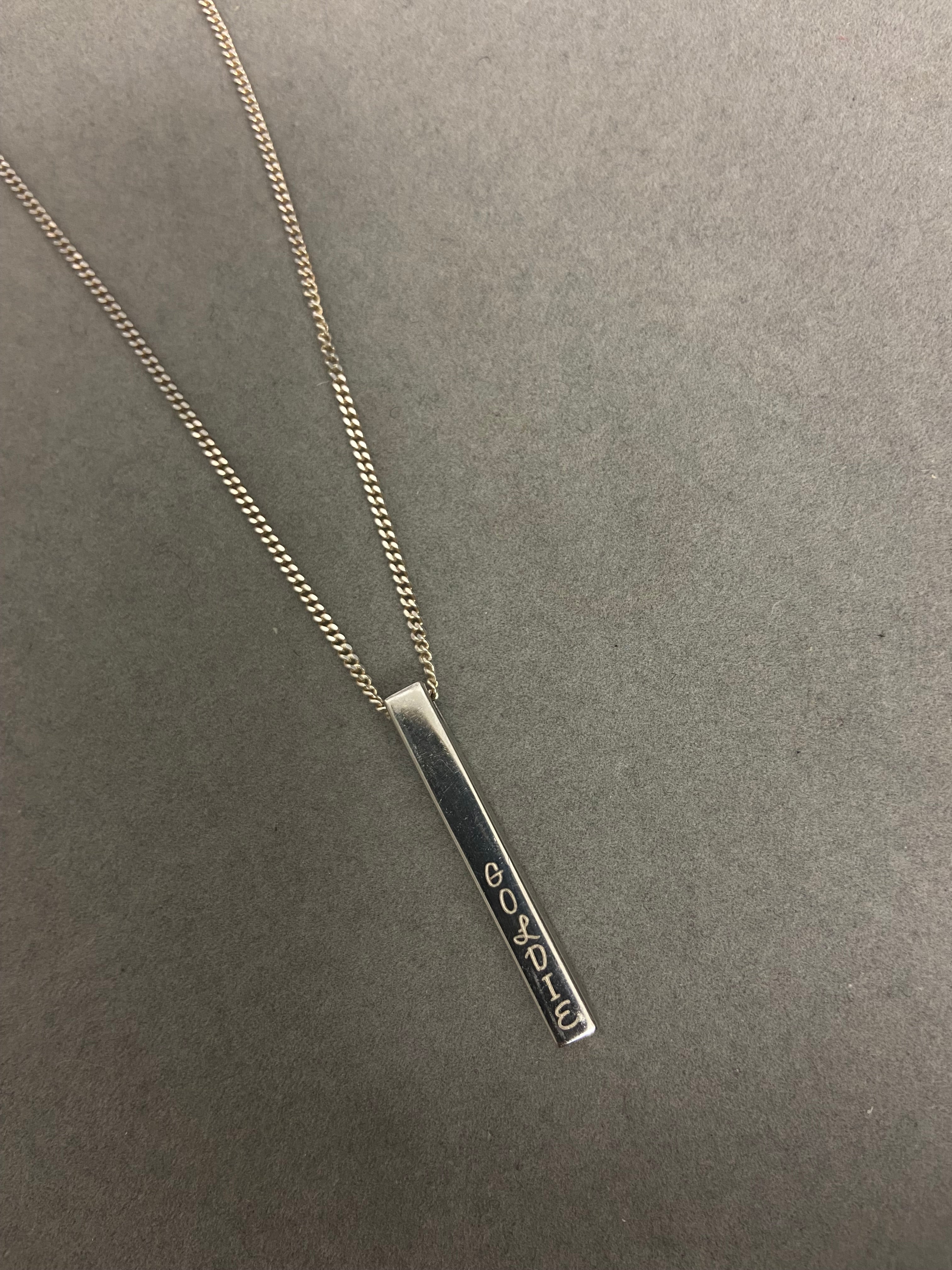 Silver HOLLOW 3D RECTANGLE PENDANT on silver chain