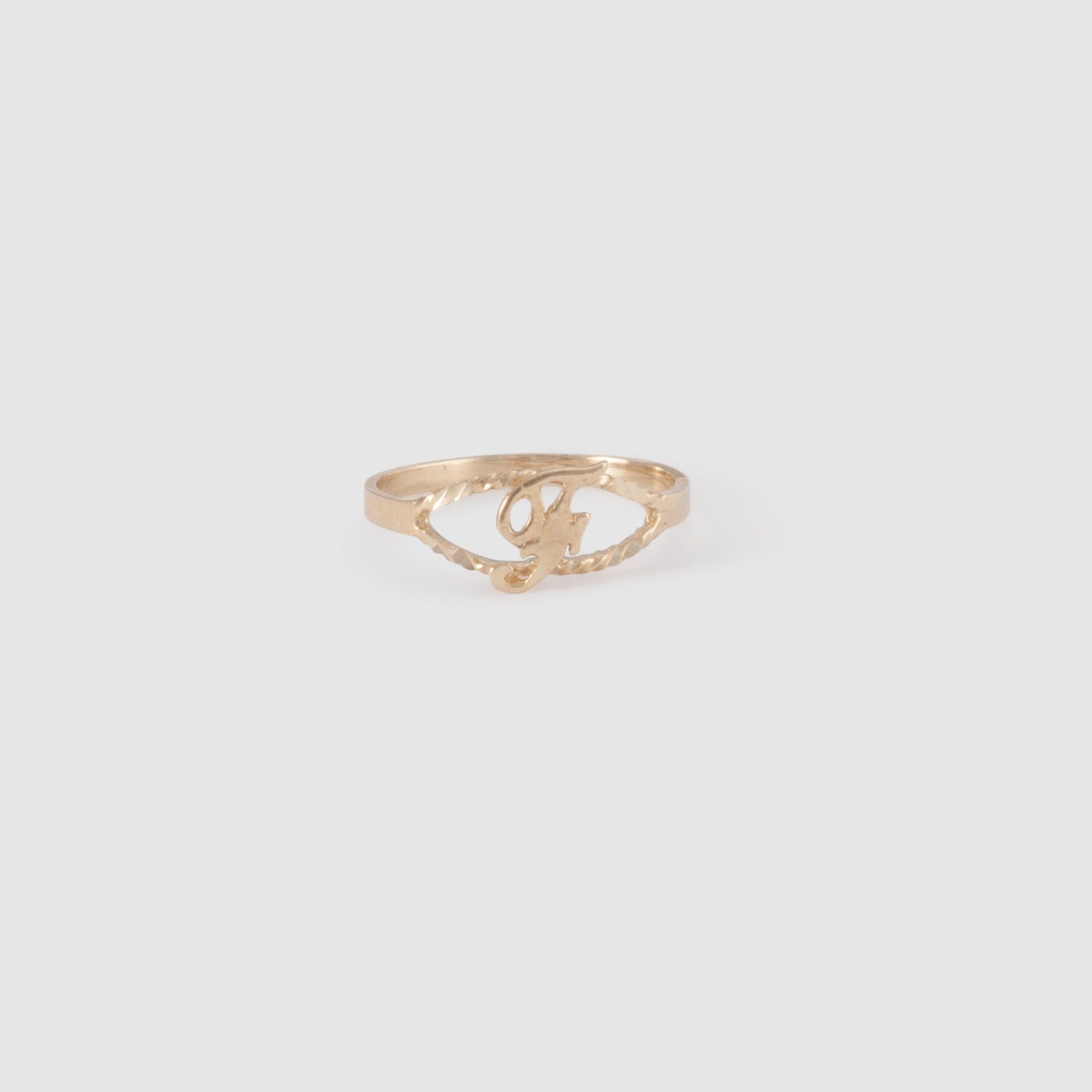 10k gold cursive initial ring