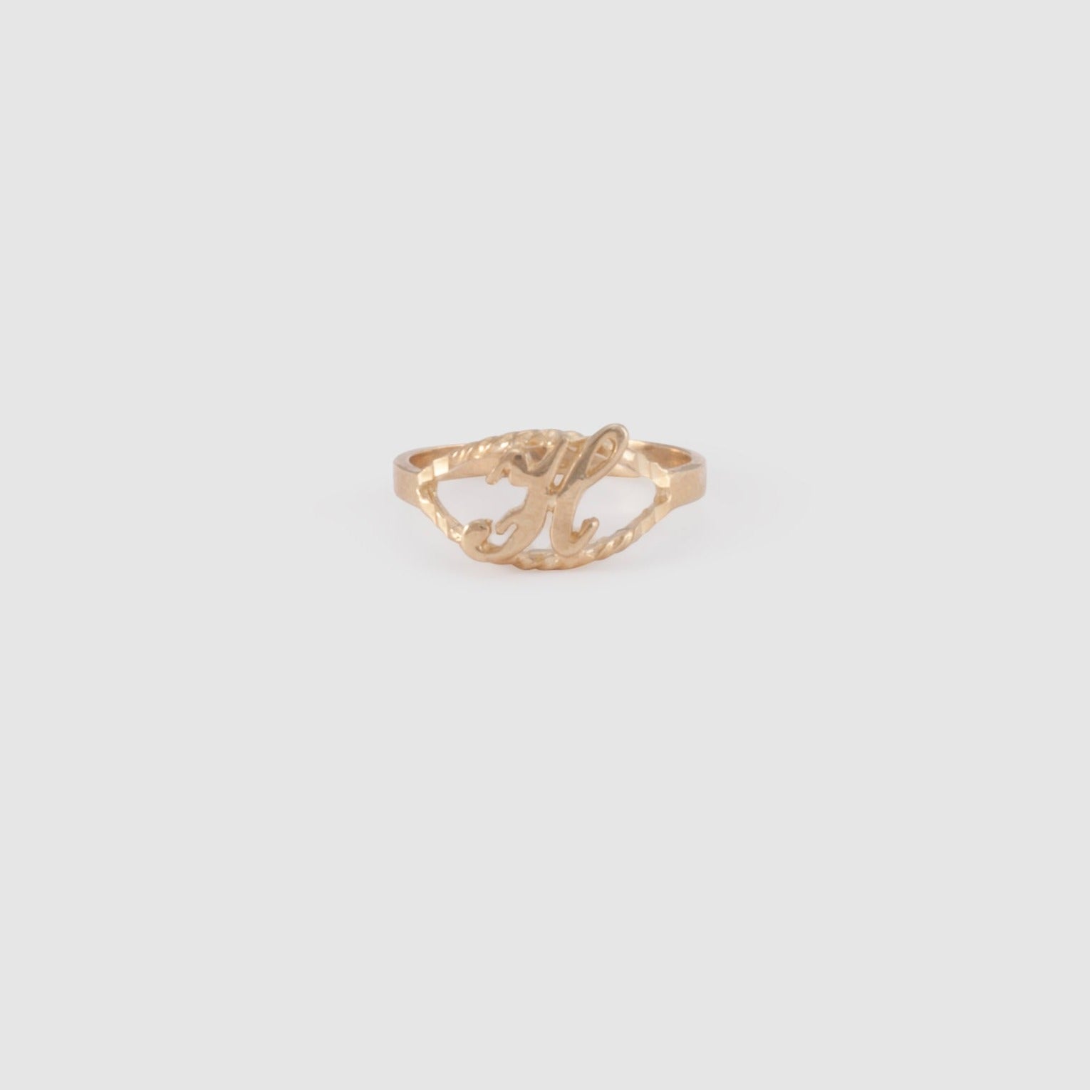 10k gold cursive initial ring