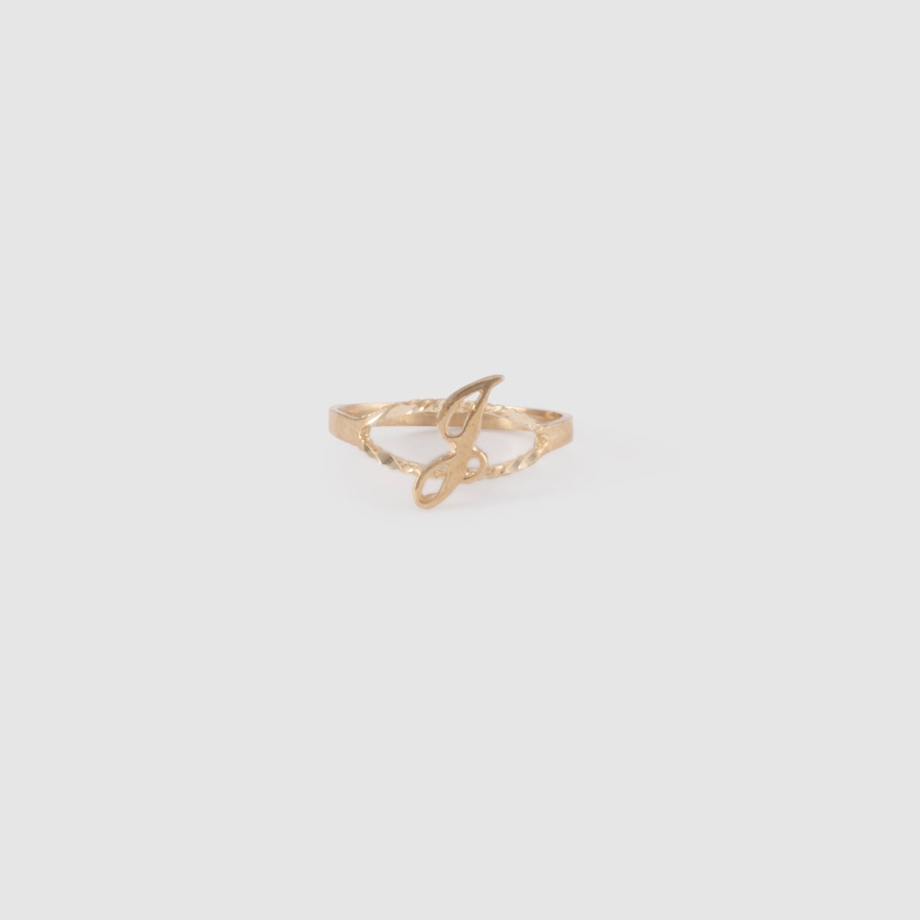 10k gold cursive initial ring