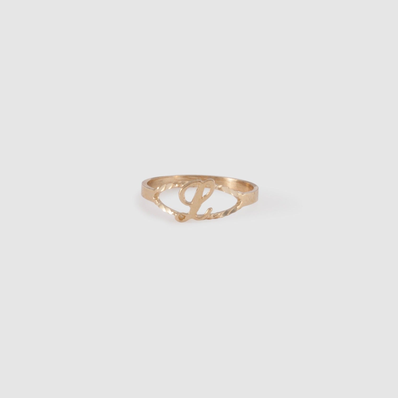 10k gold cursive initial ring