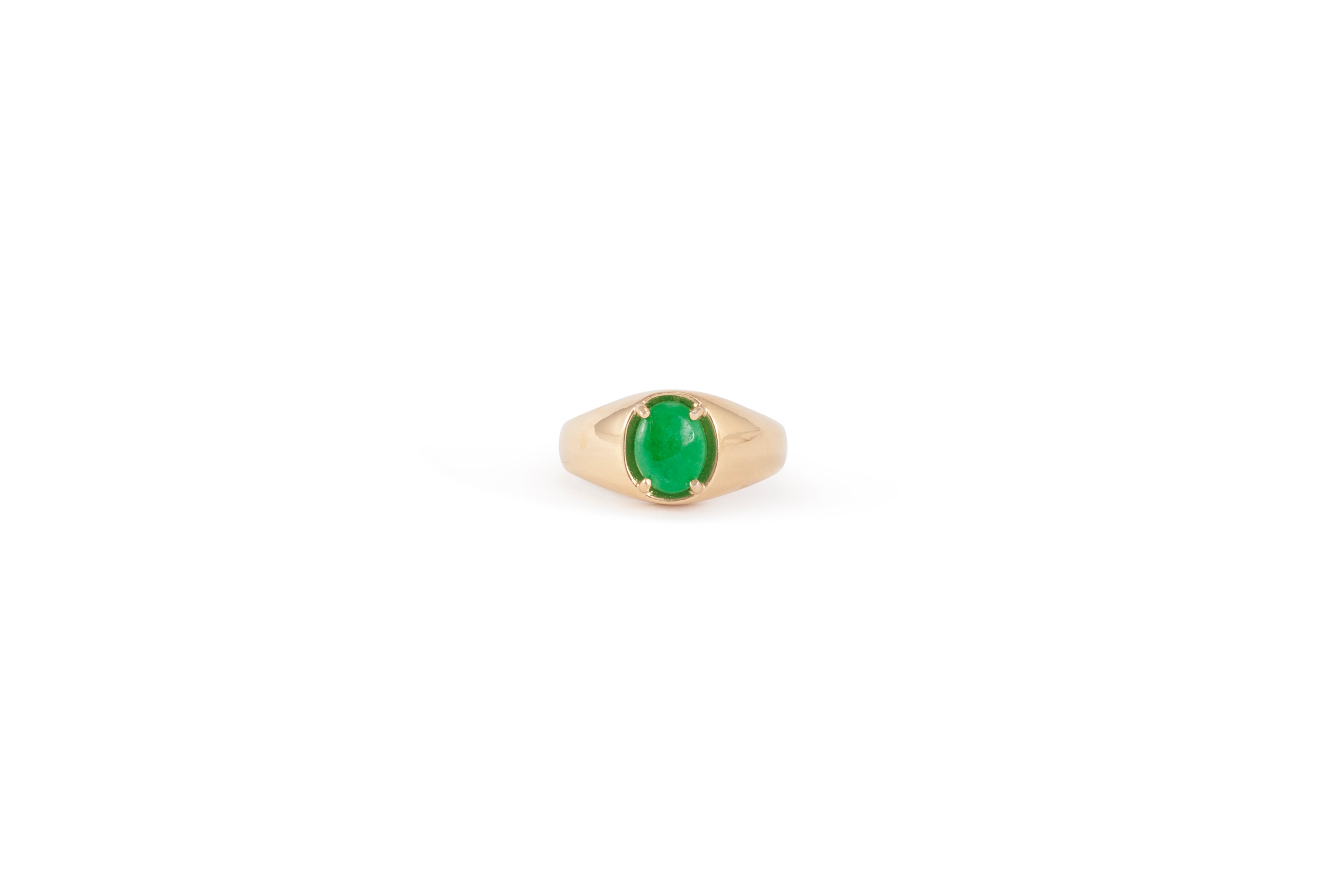 Gold Ring Solitaire Genuine Jade