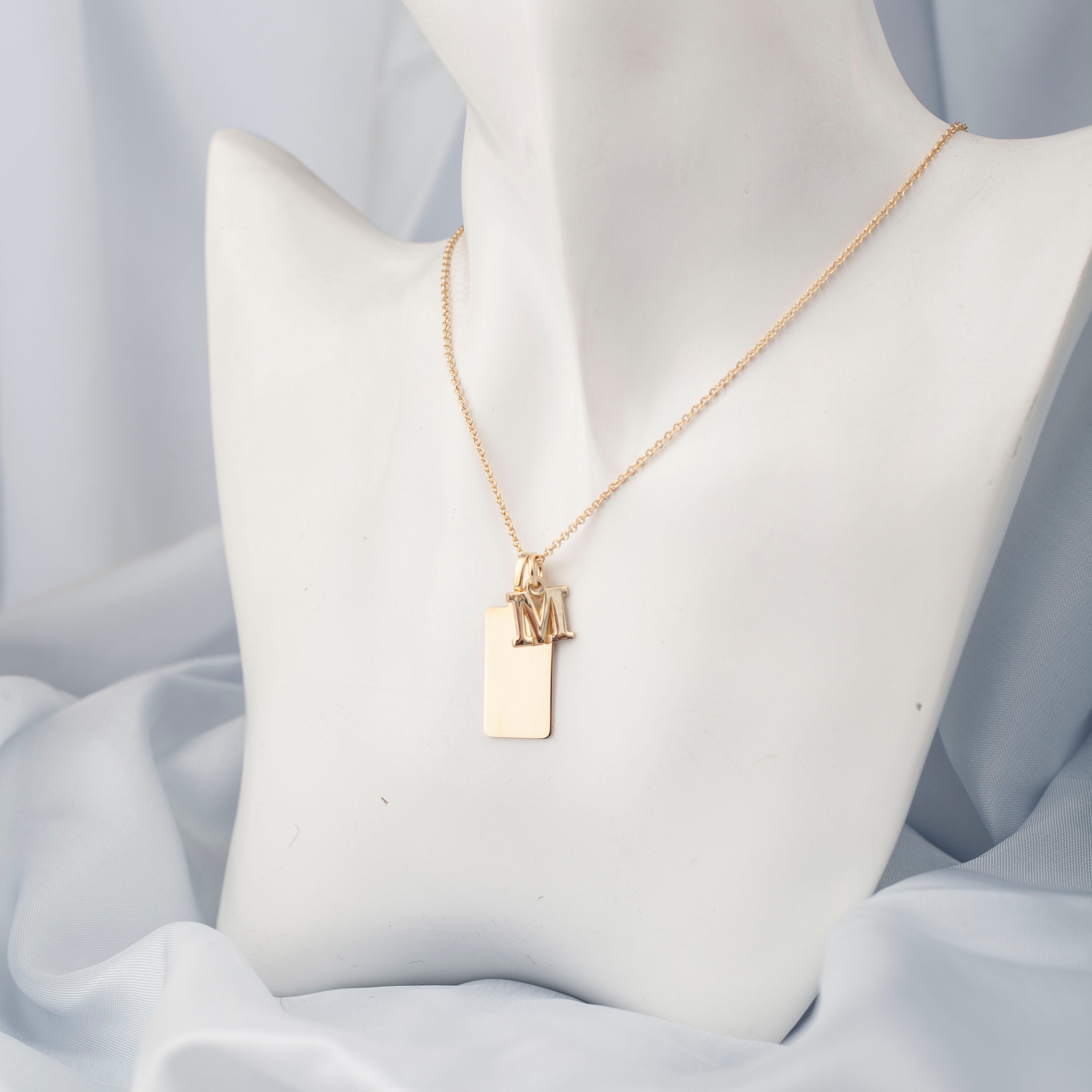 Block Letter Pendant with Curb Chain Option