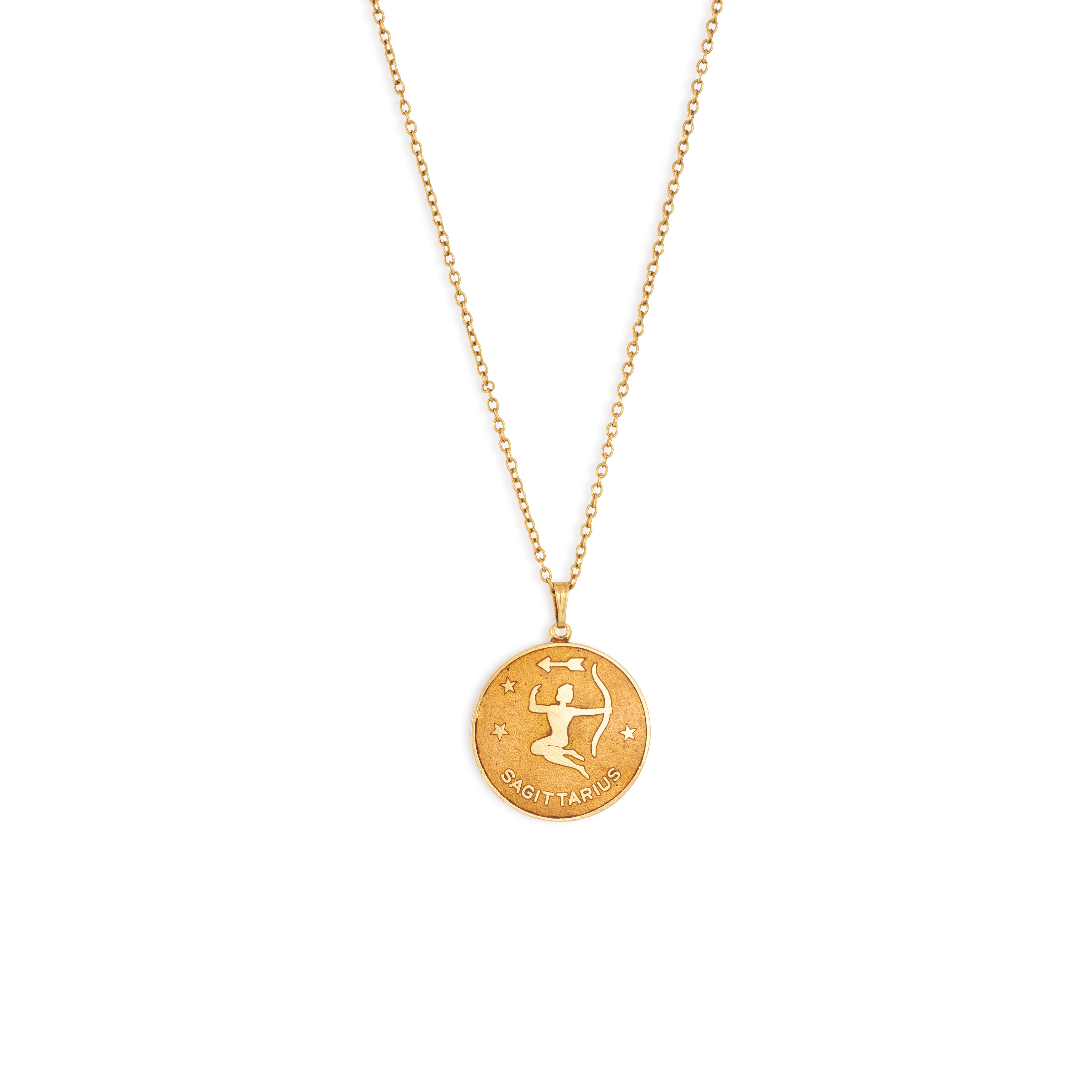 Zodiac gold pendant with rolo chain