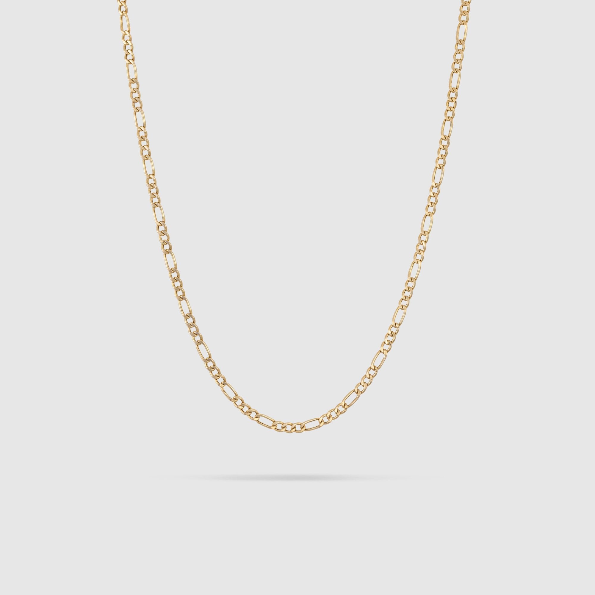 10K Yellow Gold Hollow Figaro Chain Necklace