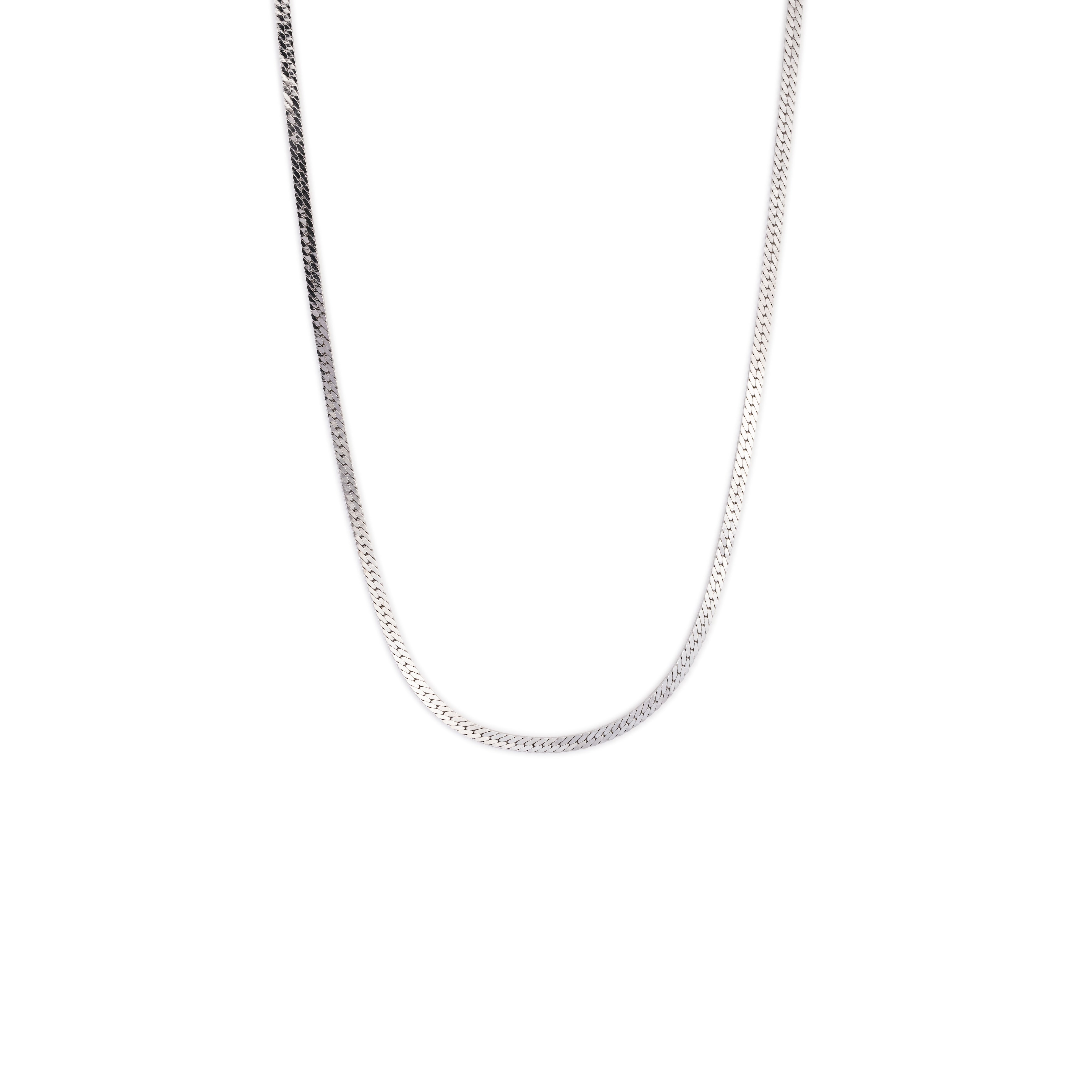 silver rhodium plated flat snake chain