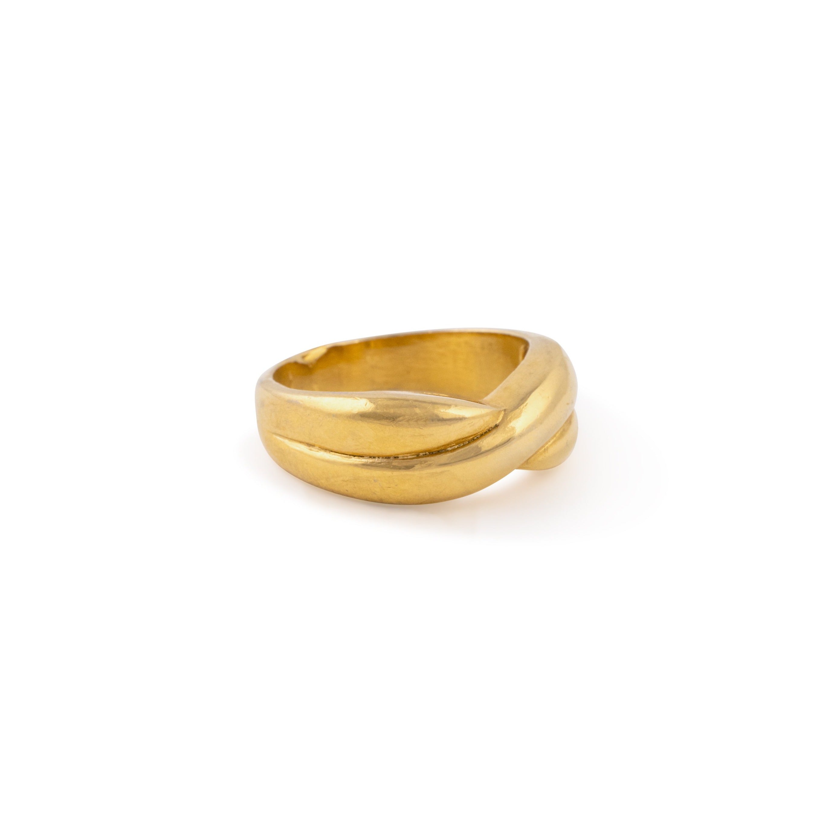 crossover ring detail gold plated