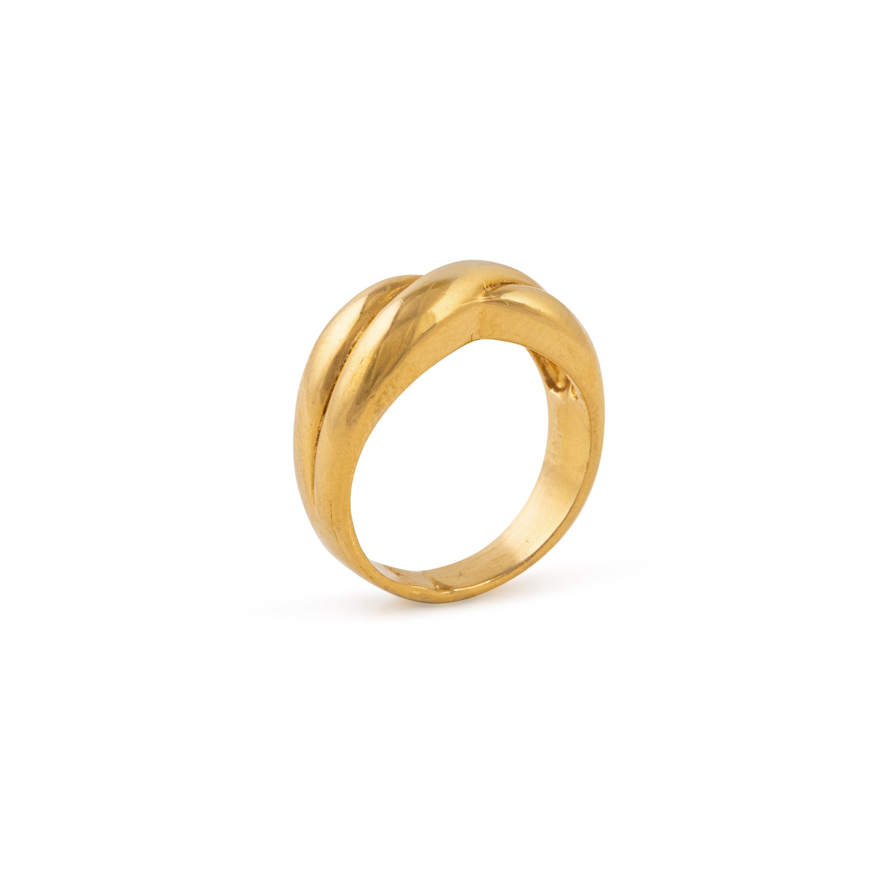 crossover ring detail gold plated
