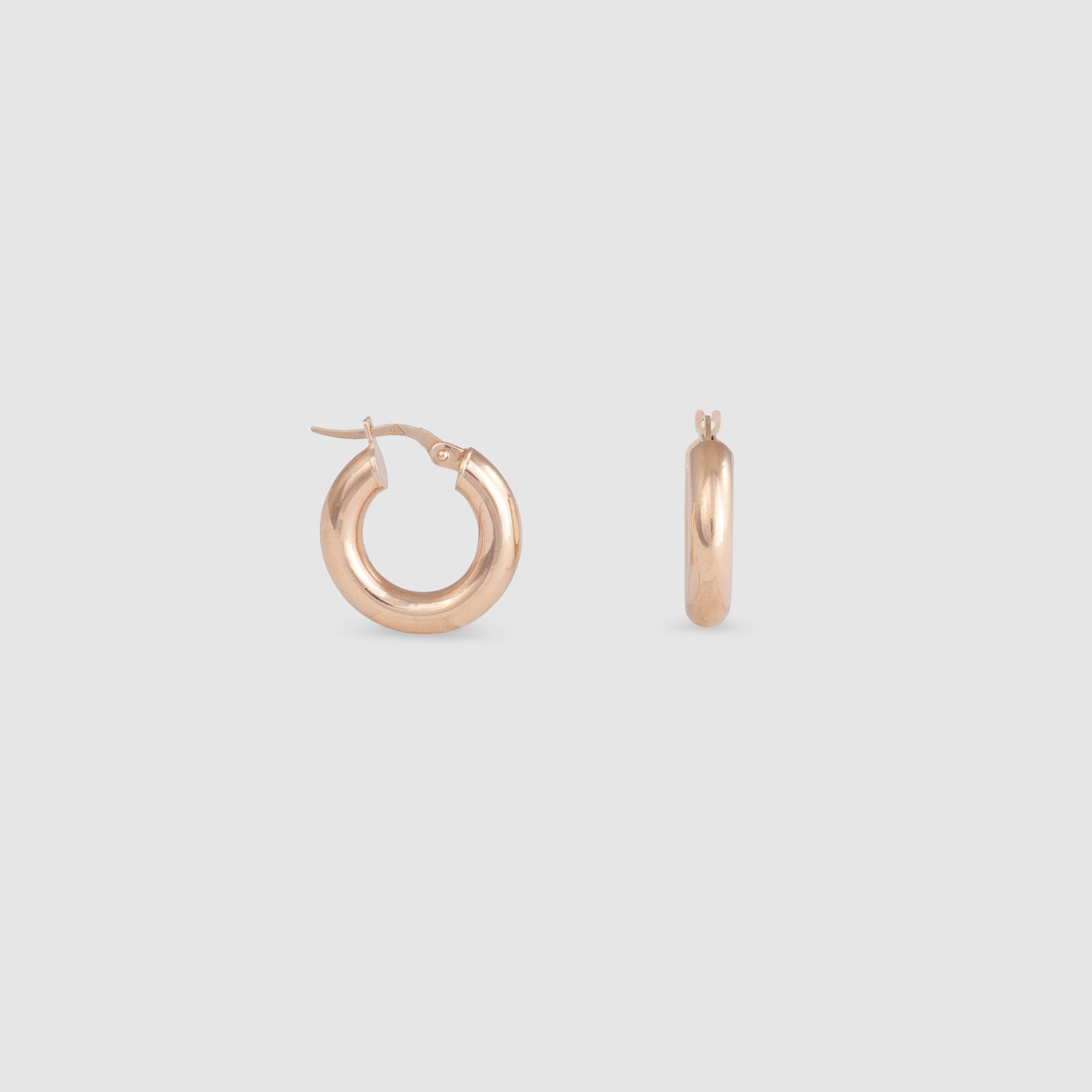 Small thick 10k solid yellow gold hoop earrings