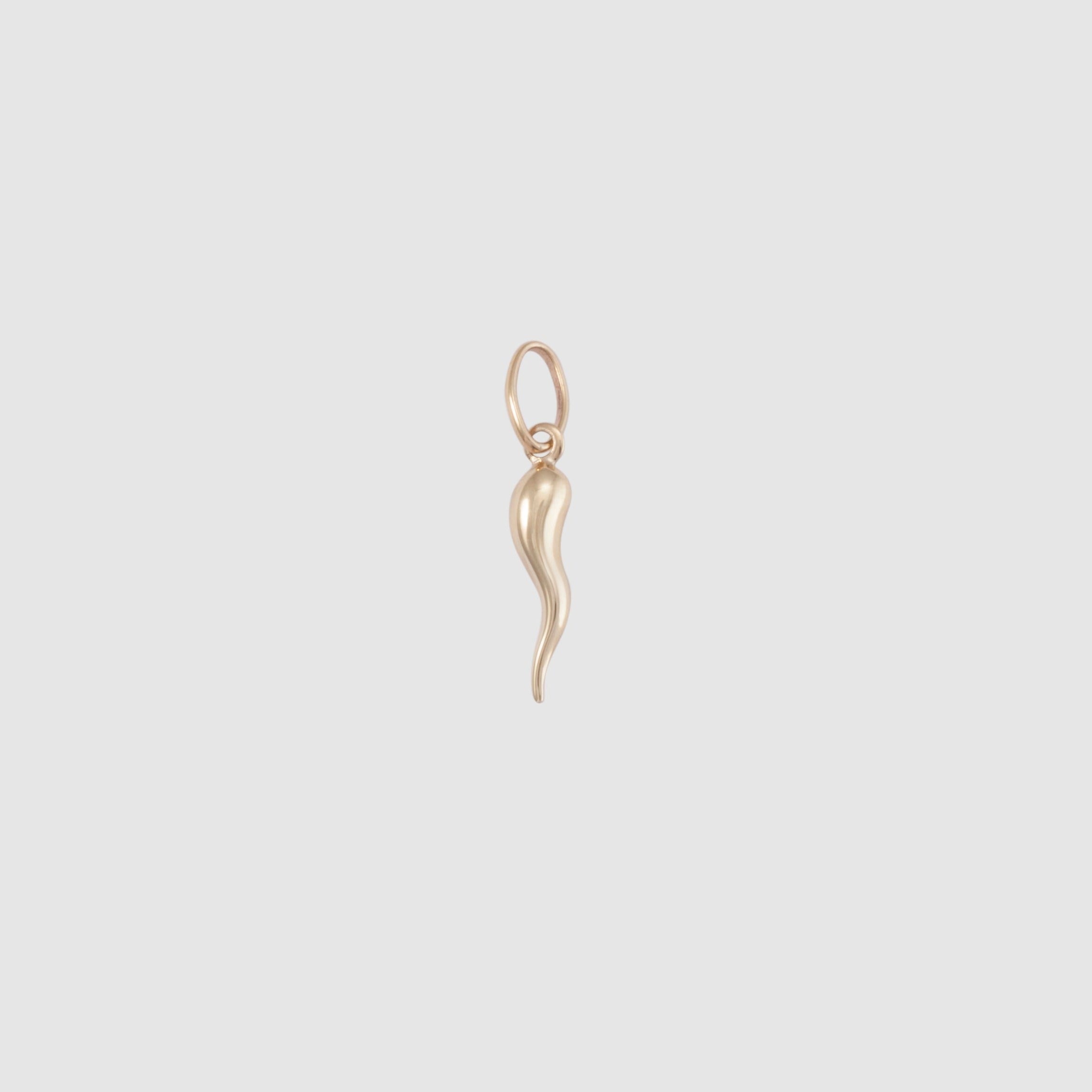 10k solid yellow gold good luck horn charm