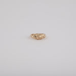 10k Solid Gold croissant ring with frosted details