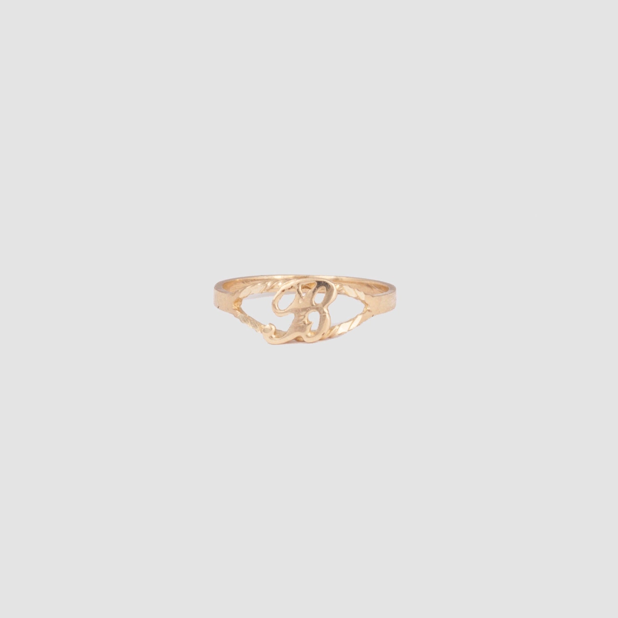 10k gold cursive initial ring