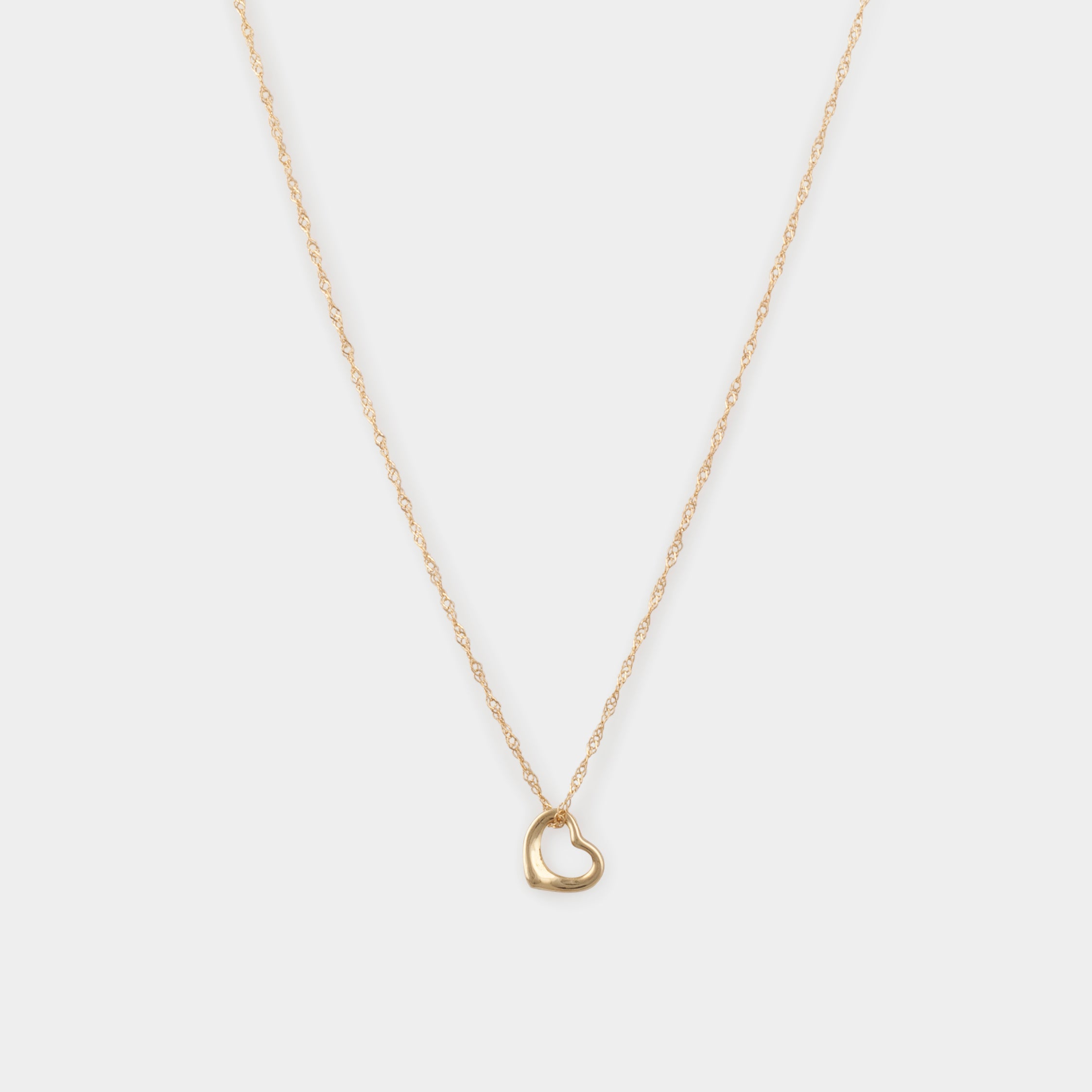10k yellow gold Hollow Heart Shaped Charm on a Singapore Chain