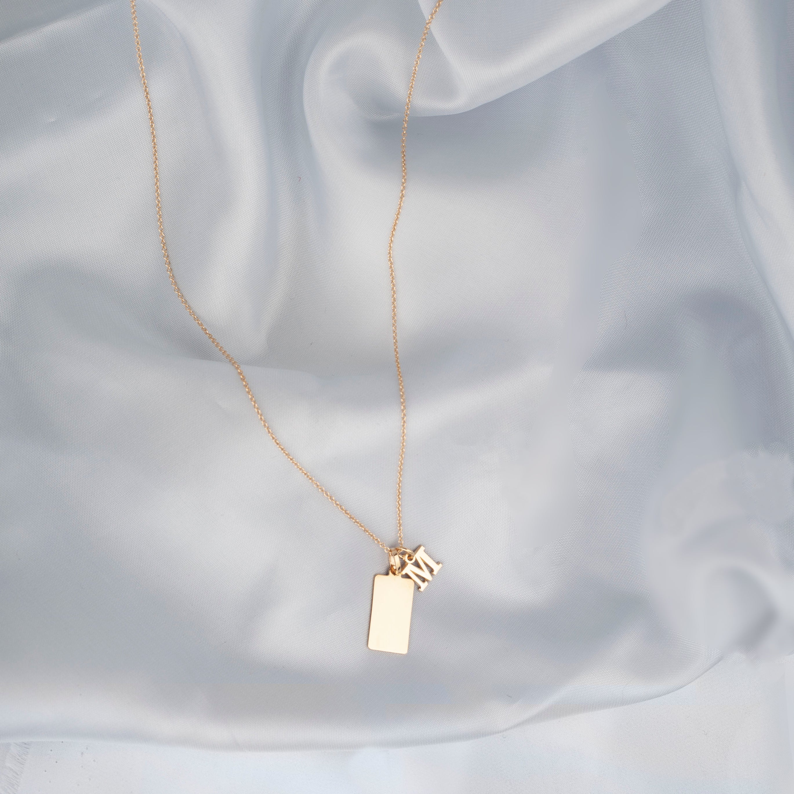 10k Gold Rectangle pendant large and small
