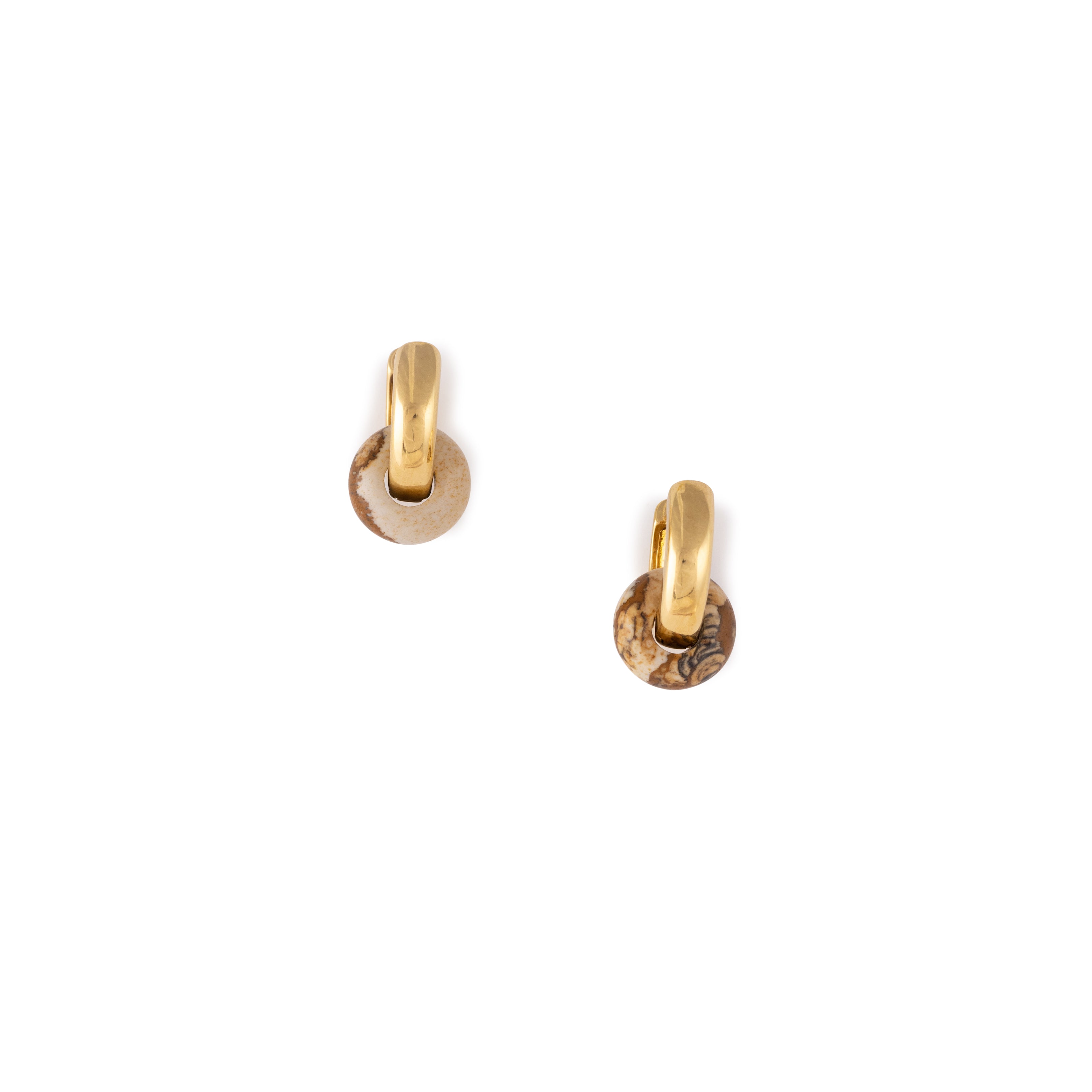 Gold Hoop with Semiprecious stone bead.