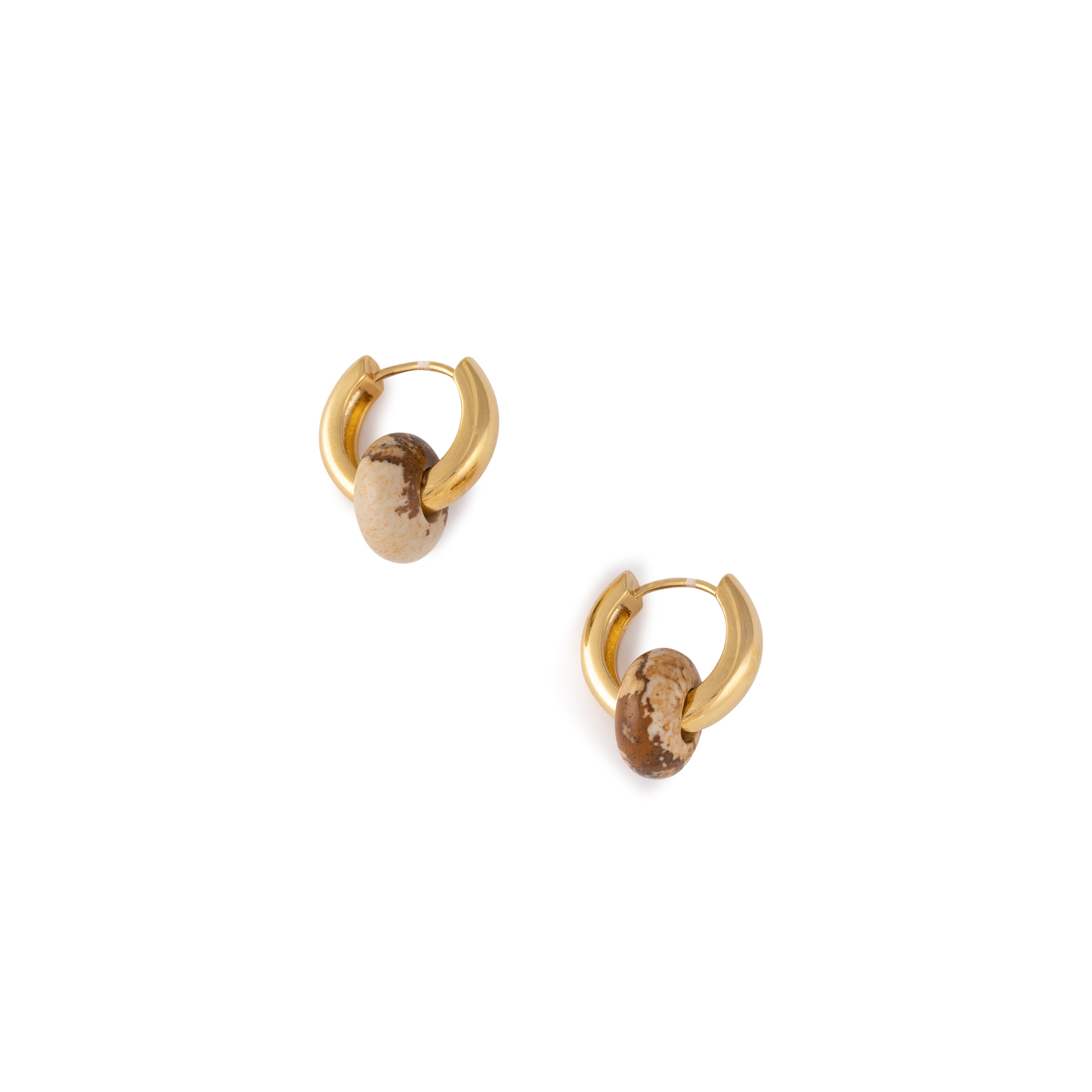 gold Hoop with Semiprecious stone bead.