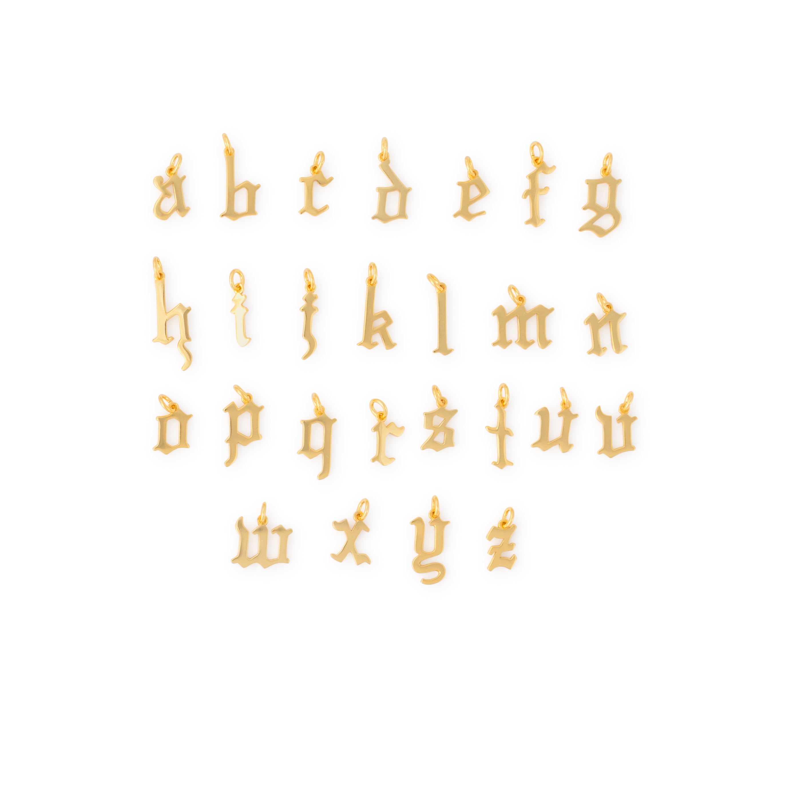 Gothic Font pendant on an open link chain.