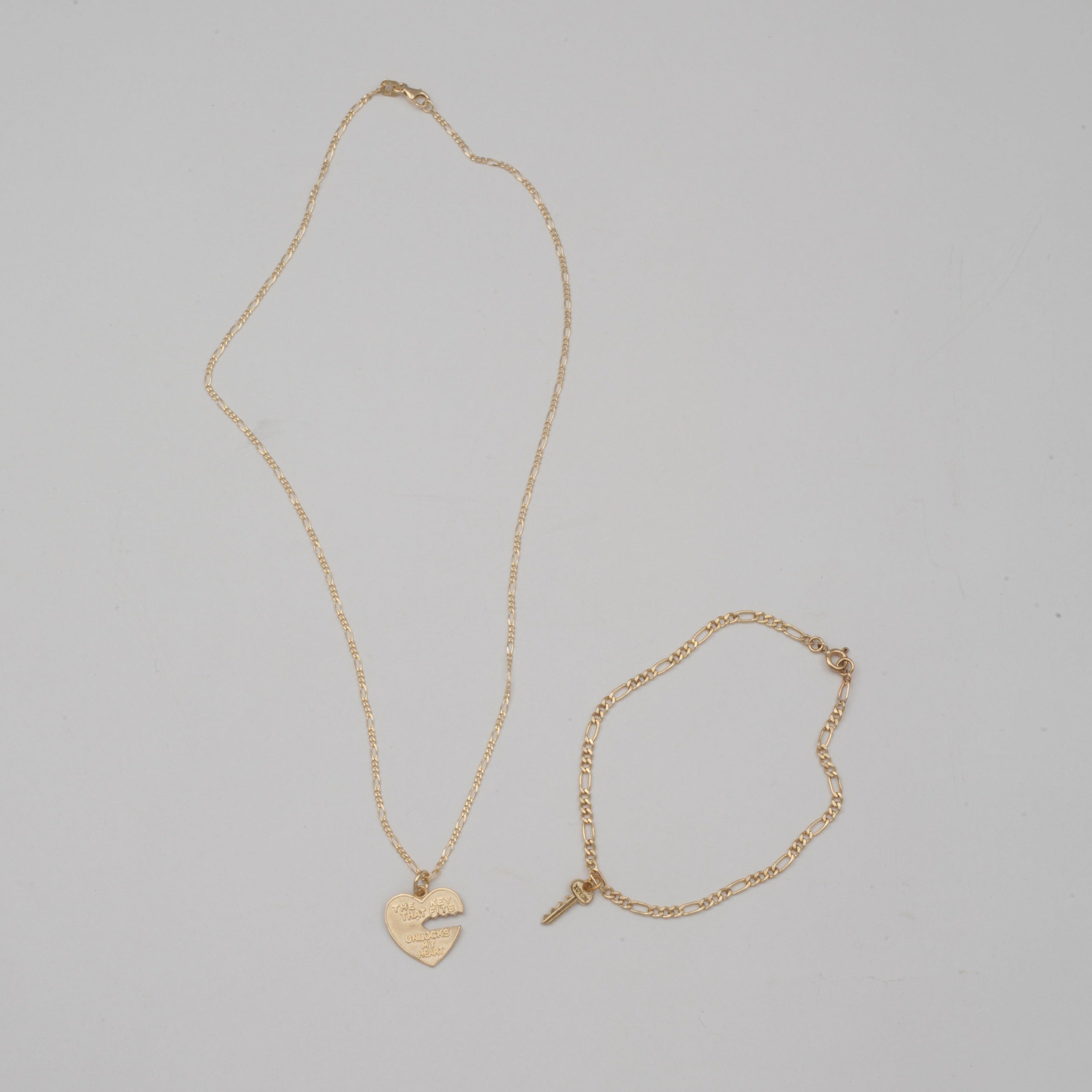 10K gold heart and key pendant