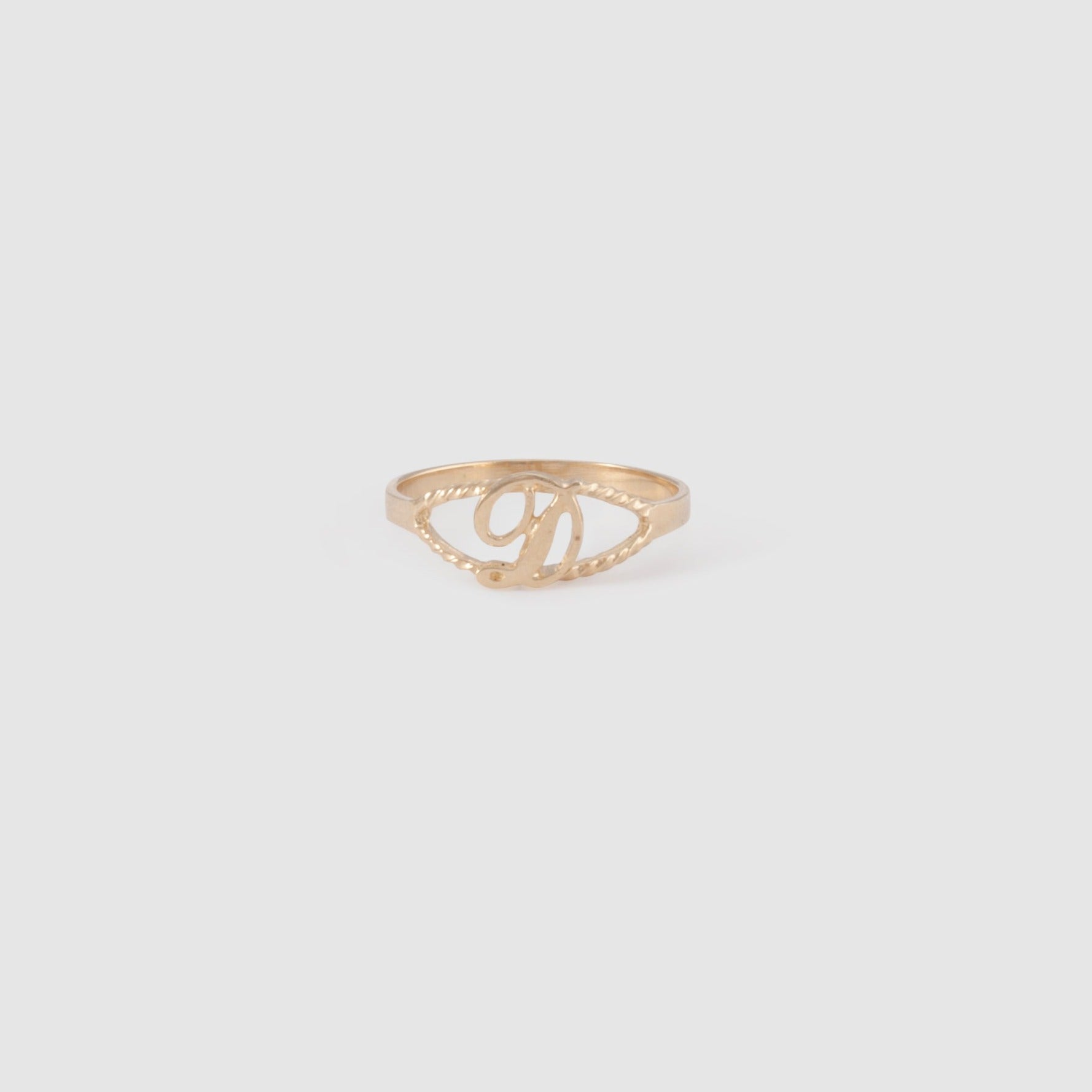 10k gold cursive initial ring