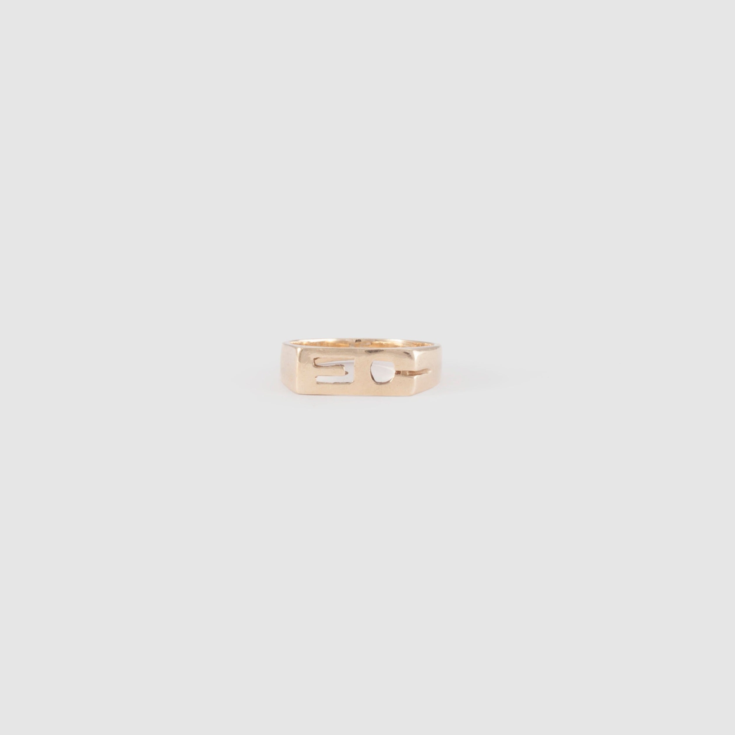 Solid gold initial ring