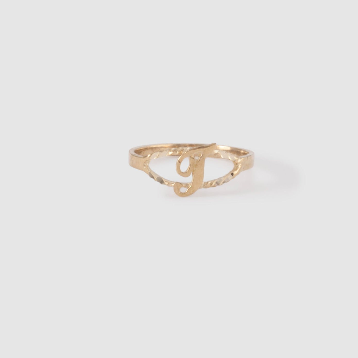 10k gold cursive initial ring