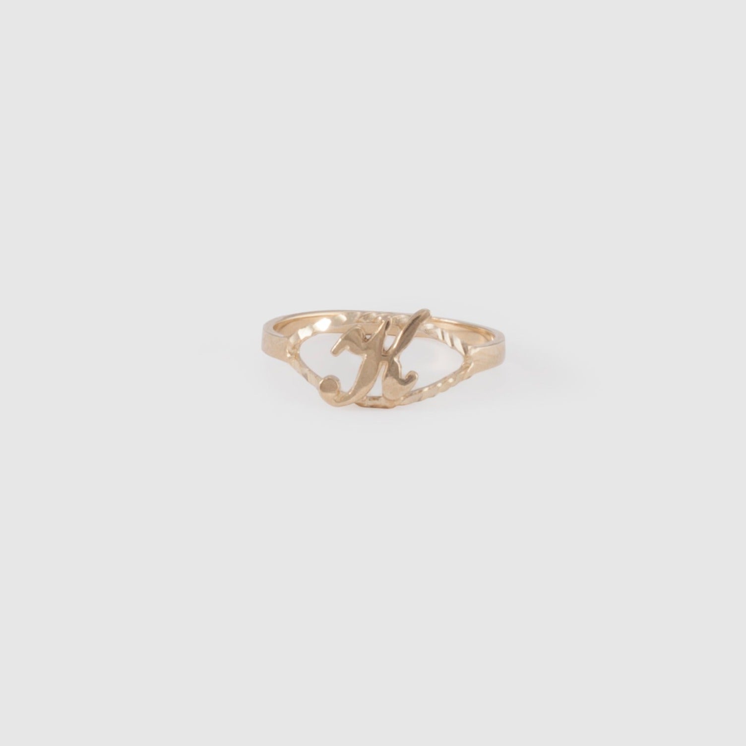 10k gold cursive initial ring