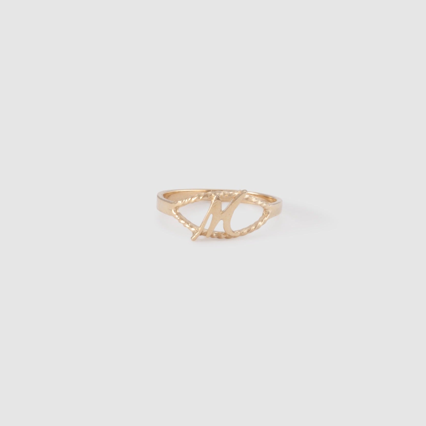 10k gold cursive initial ring