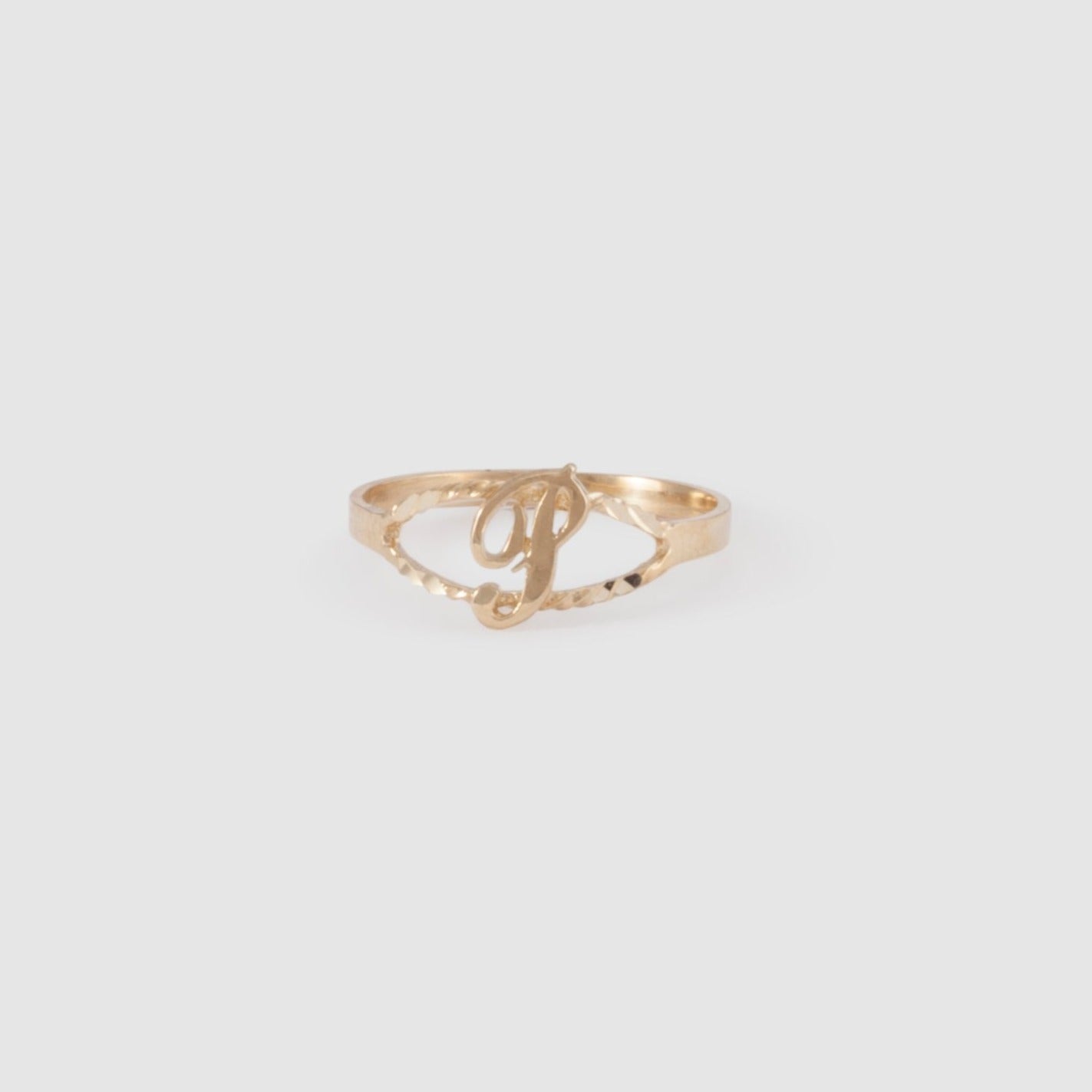 10k gold cursive initial ring