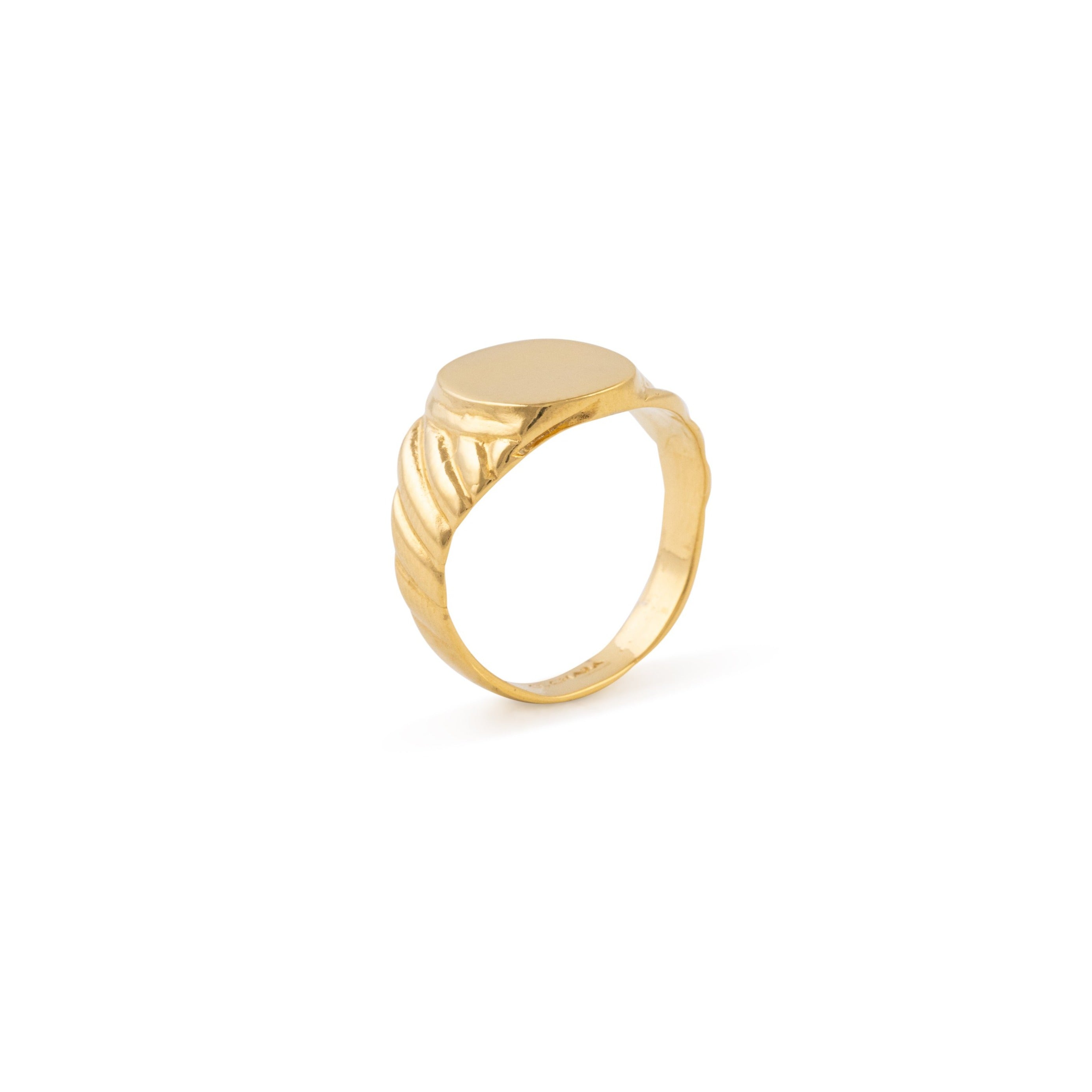 Gold Signet Ring with Band Detail