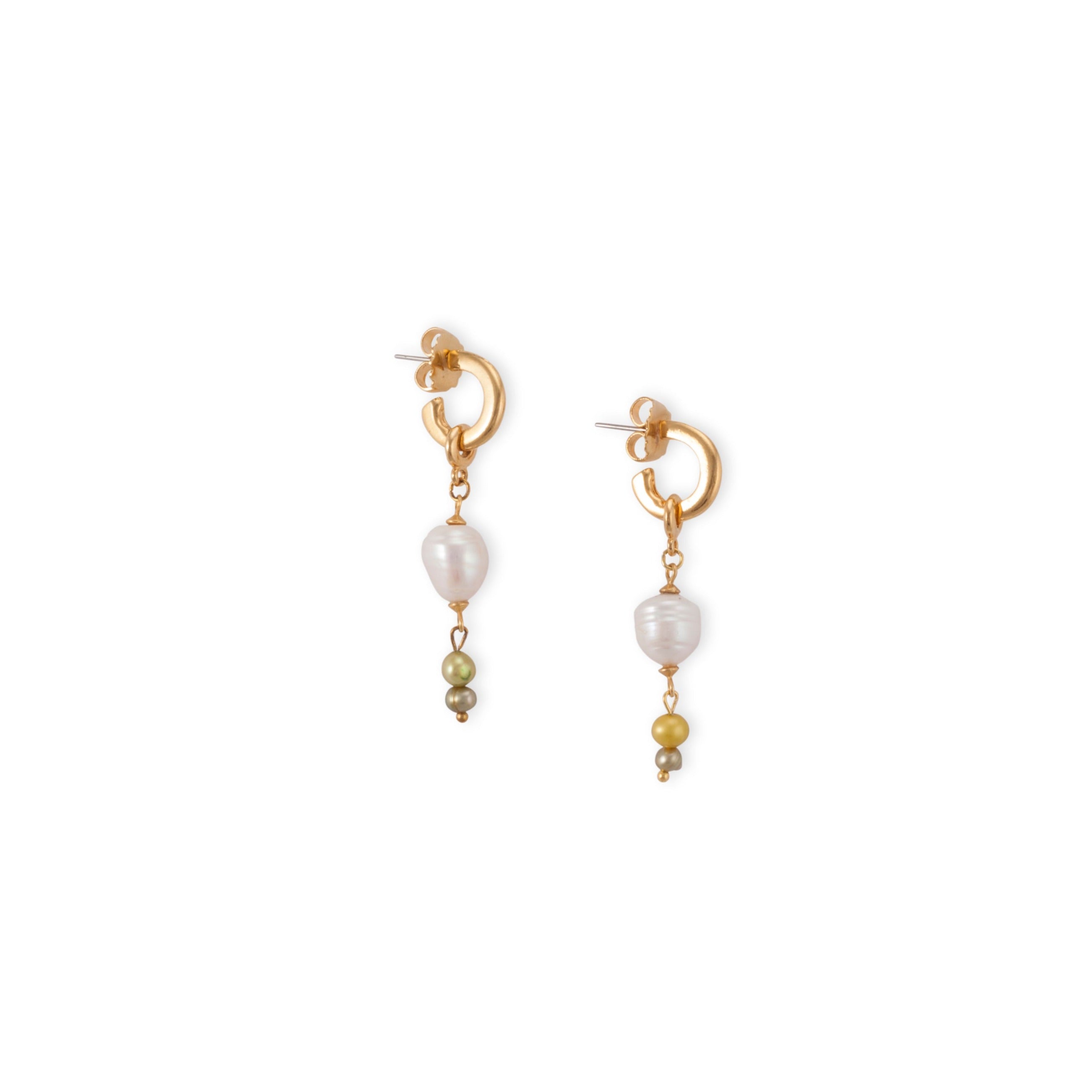 Gold Genuine Baroque Pearls with Semi Precious Stone Beads