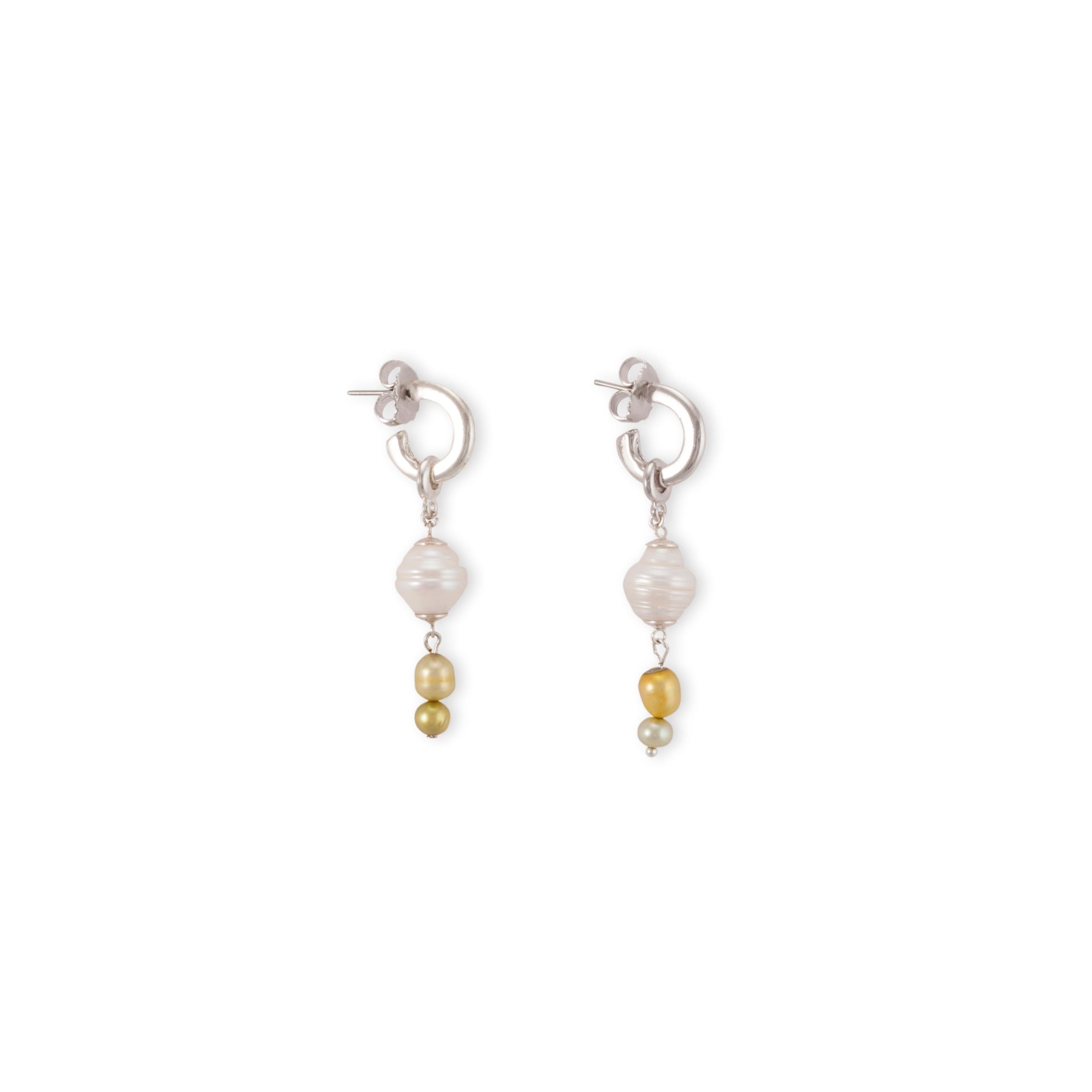 Silver Genuine Baroque Pearls with Semi Precious Stone Beads