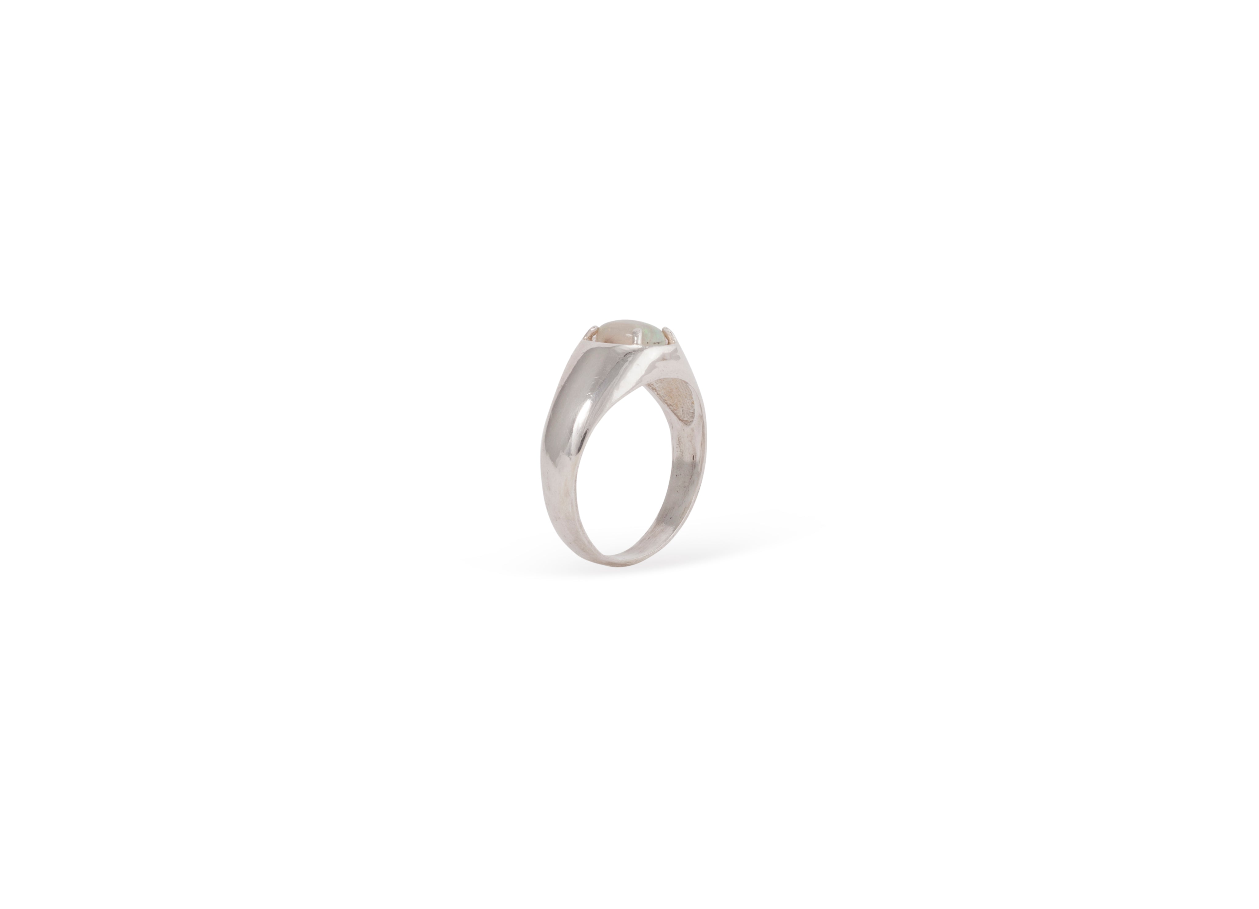 Solitaire Genuine Opal Ring