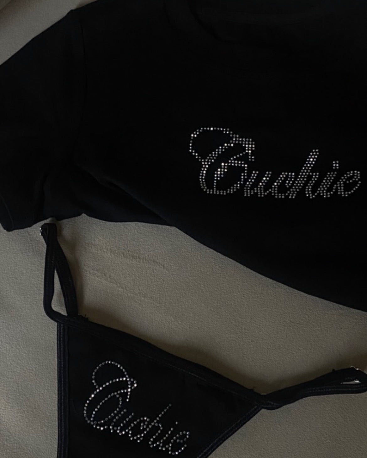 Black Cuchie t-shirt and thong set