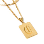 square pendant on chain with engraving