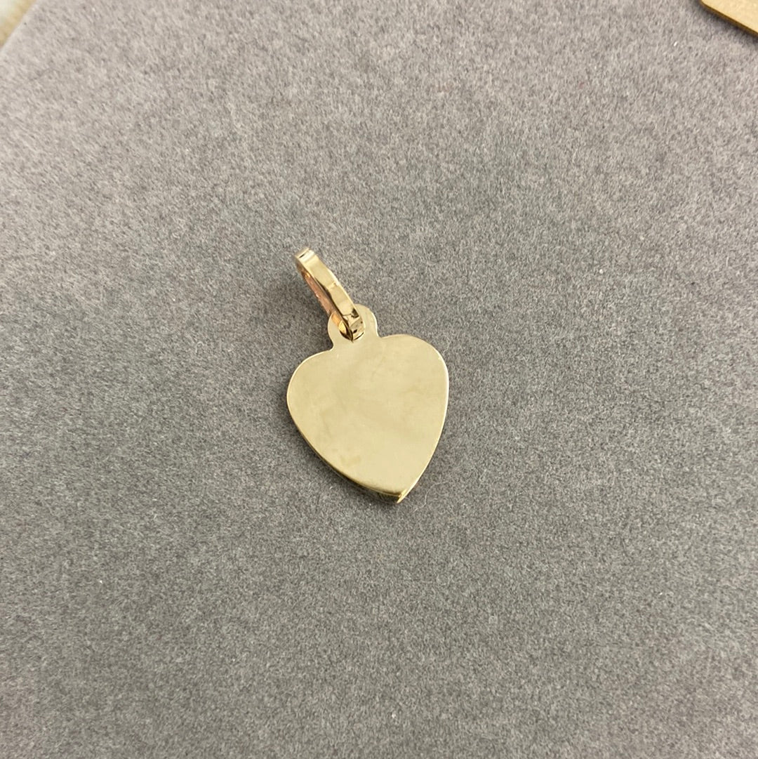 10k solid yellow gold engravable heart shaped pendant