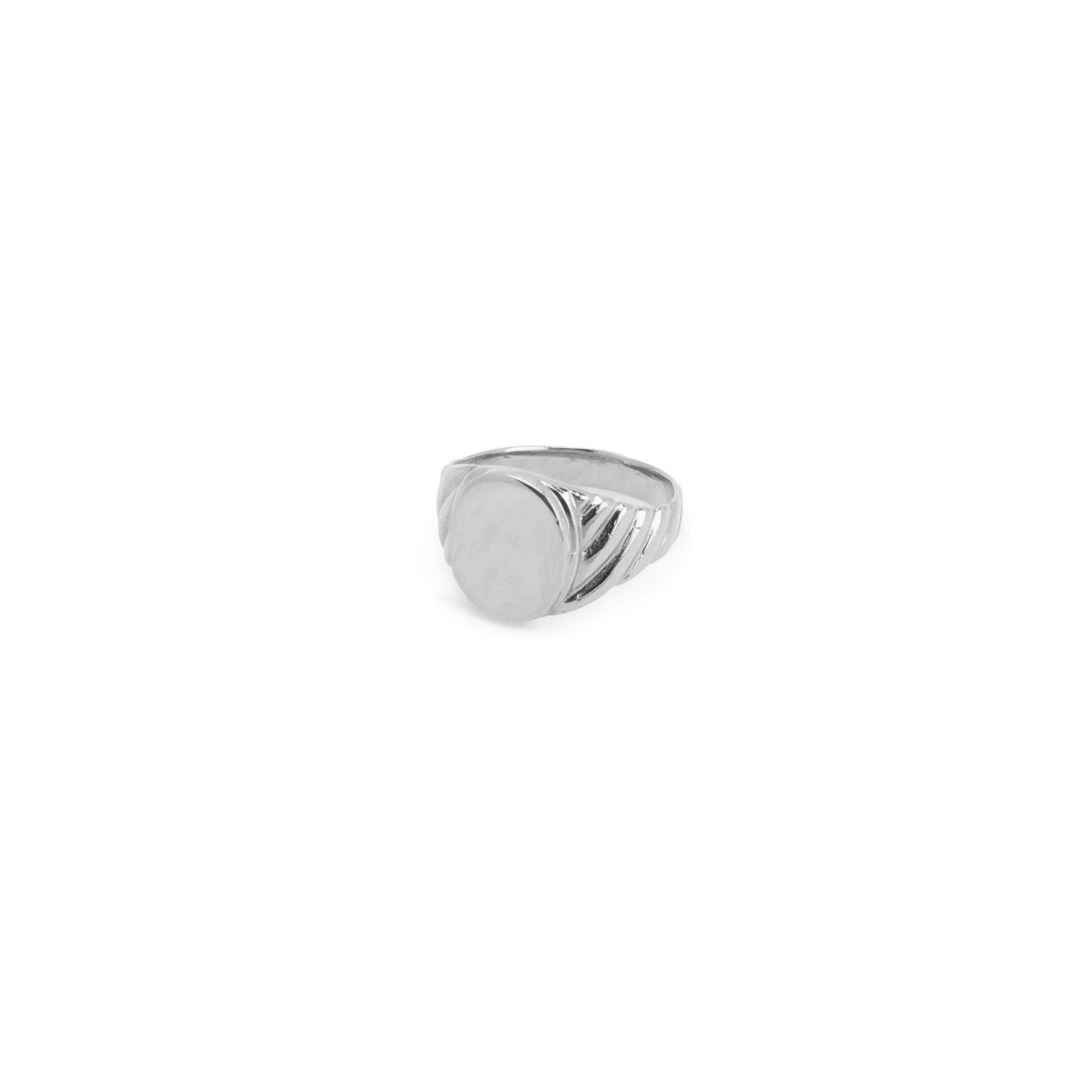 Silver Signet Ring with Band Detail