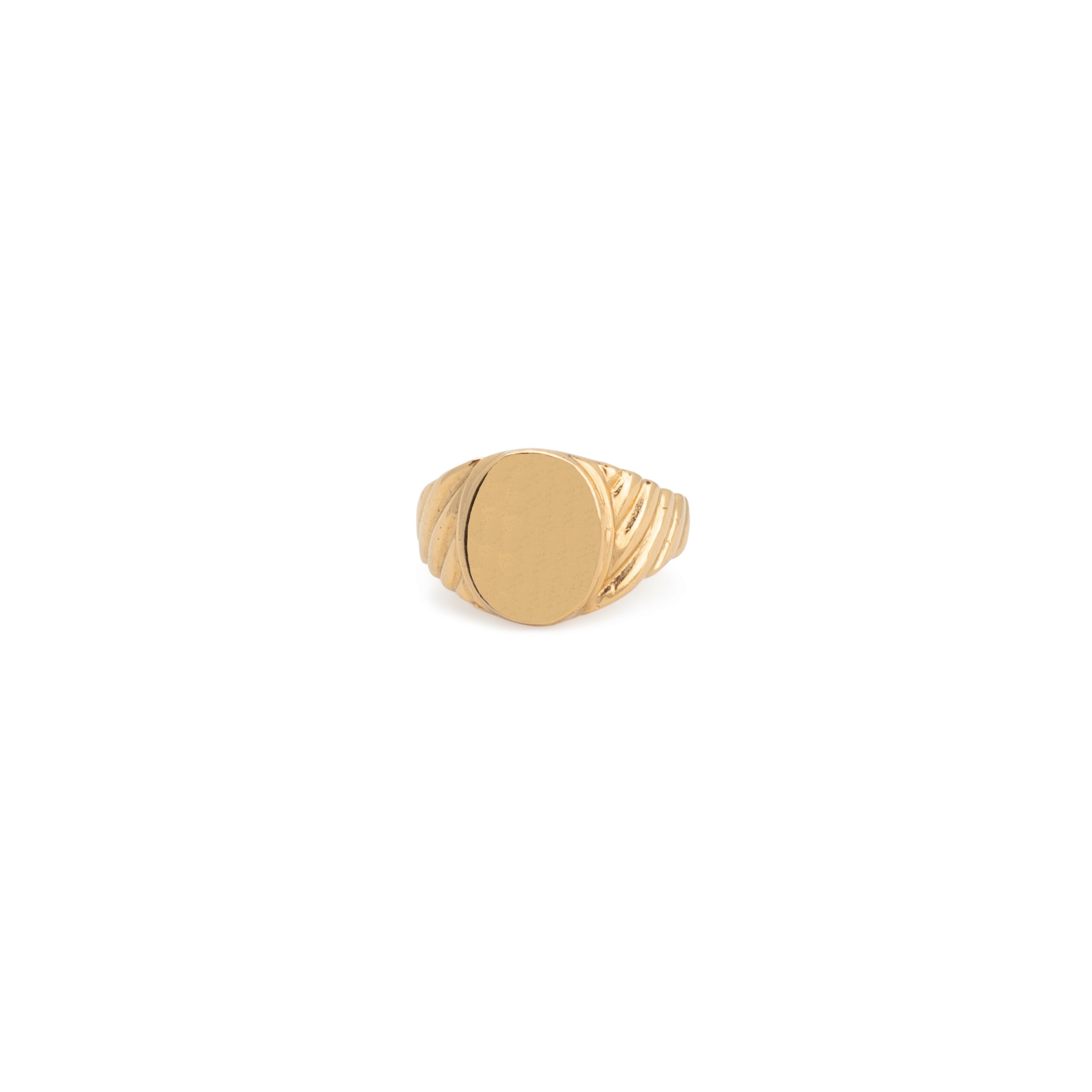 Gold Signet Ring with Band Detail
